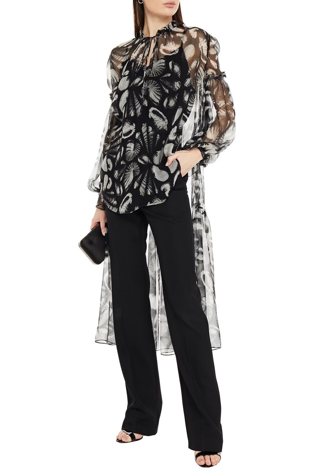 Alexander McQueen o1y0325 Midi Dress in Black & White Size S / US 4 / IT 40 - 2 Thumbnail