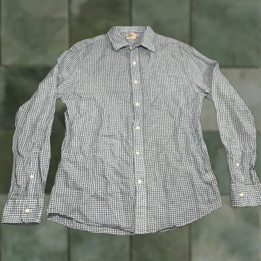 Faherty Faherty Brand 100% Linen Button Up Shirt Men's Medium Blue Plaid Size US M / EU 48-50 / 2 - 1 Thumbnail