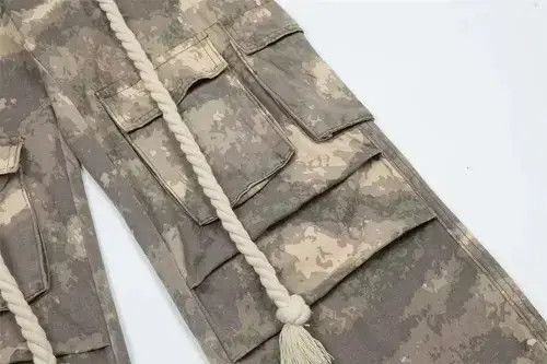 fade baggy camo flared cargo pants