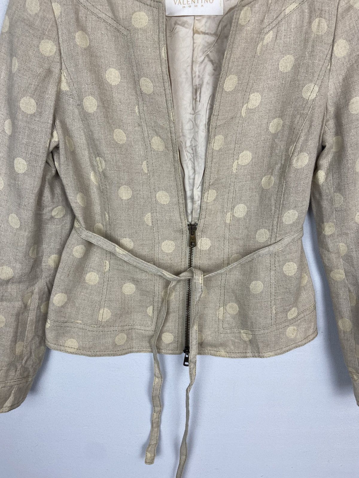 Valentino Valentino Polka Dot Cropped Italian Designer Zip-Up Coat Size M / US 6-8 / IT 42-44 - 4 Thumbnail