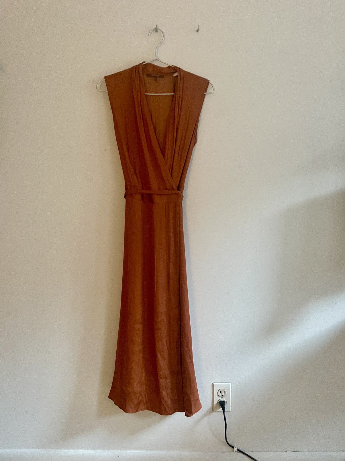 image of Scotch Soda Silk Wrap Dress in Rust, Women's (Size Medium)