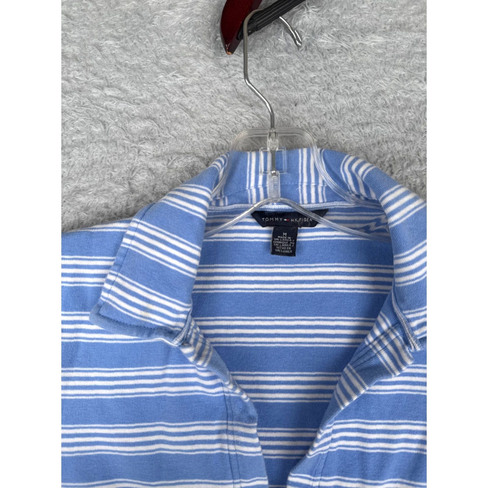 Tommy Hilfiger Tommy Hilfiger Polo Shirt Juniors Medium Blue Stripe Cotton Blend Short Sleeve Size M / US 6-8 / IT 42-44 - 6 Thumbnail