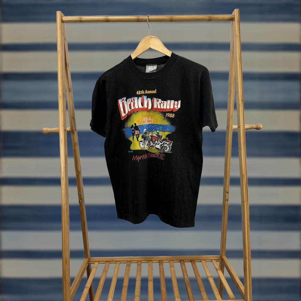 Harley Davidson VINTAGE 80s Harley-Davidson Beach Rally Sunset Babe Biker Thin T-Shirt Size L Black Mens Size US L / EU 52-54 / 3 - 1 Thumbnail