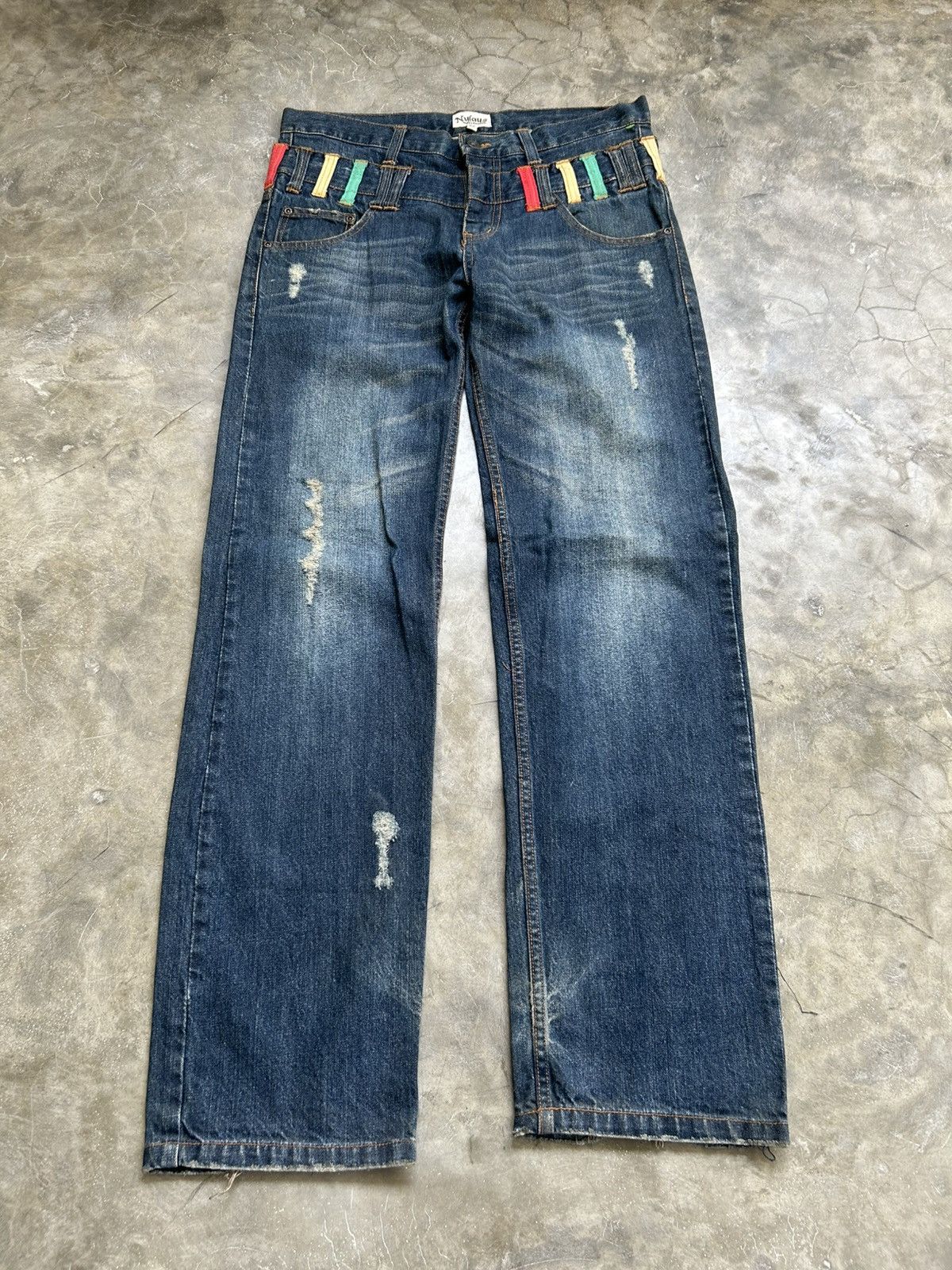 Japanese Brand Nylaus Jeans Double Waist Distressed Pant Size 32 Size US 32 / EU 48 - 1 Thumbnail
