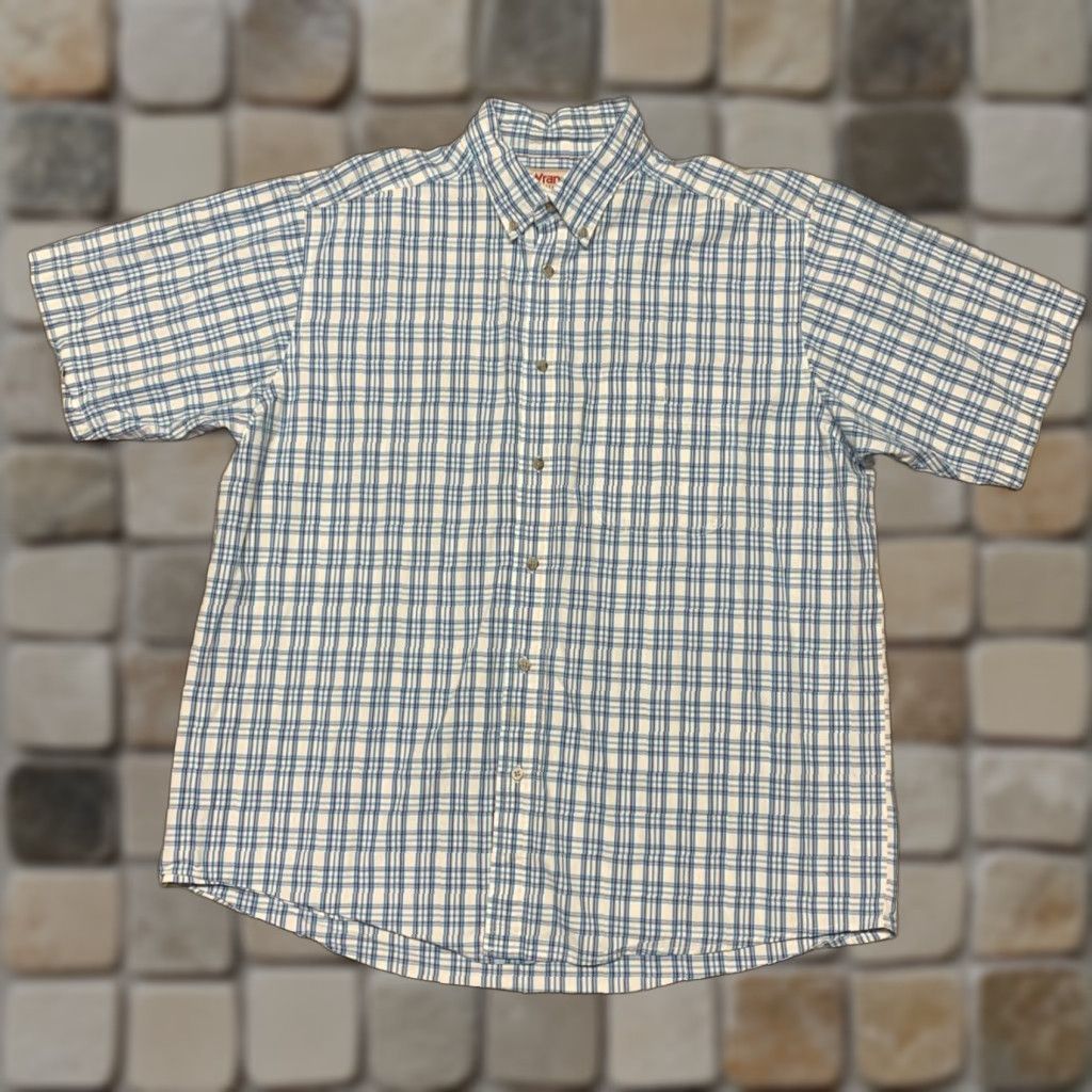 Wrangler Wrangler Western Shirt Short Sleeve Mens 2XL Blue White Plaid Button-Down Shirt Size US XXL / EU 58 / 5 - 1 Thumbnail
