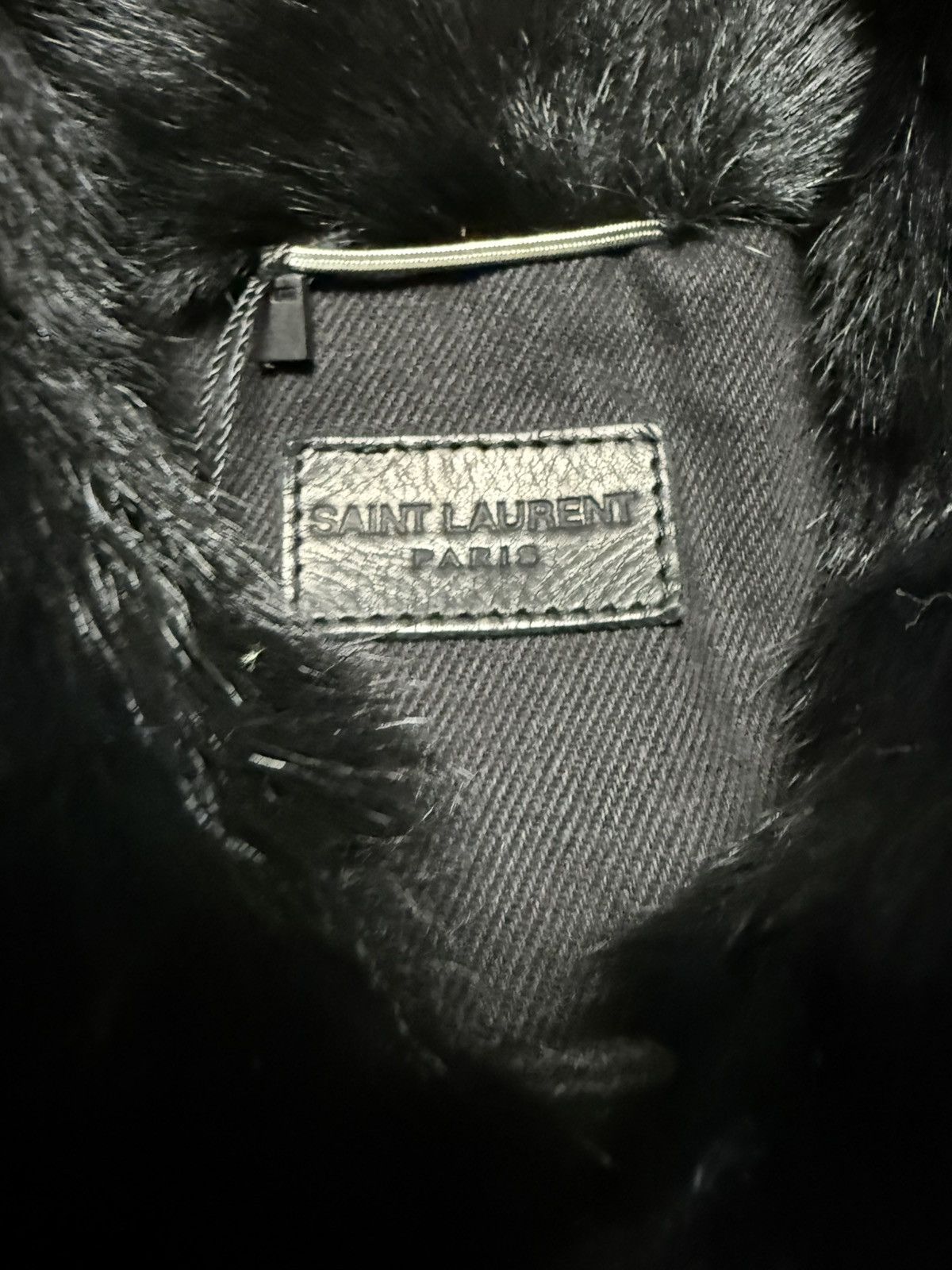 Saint Laurent Paris Black Faux Fur Denim Jacket by Hedi Slimane Size US M / EU 48-50 / 2 - 3 Thumbnail