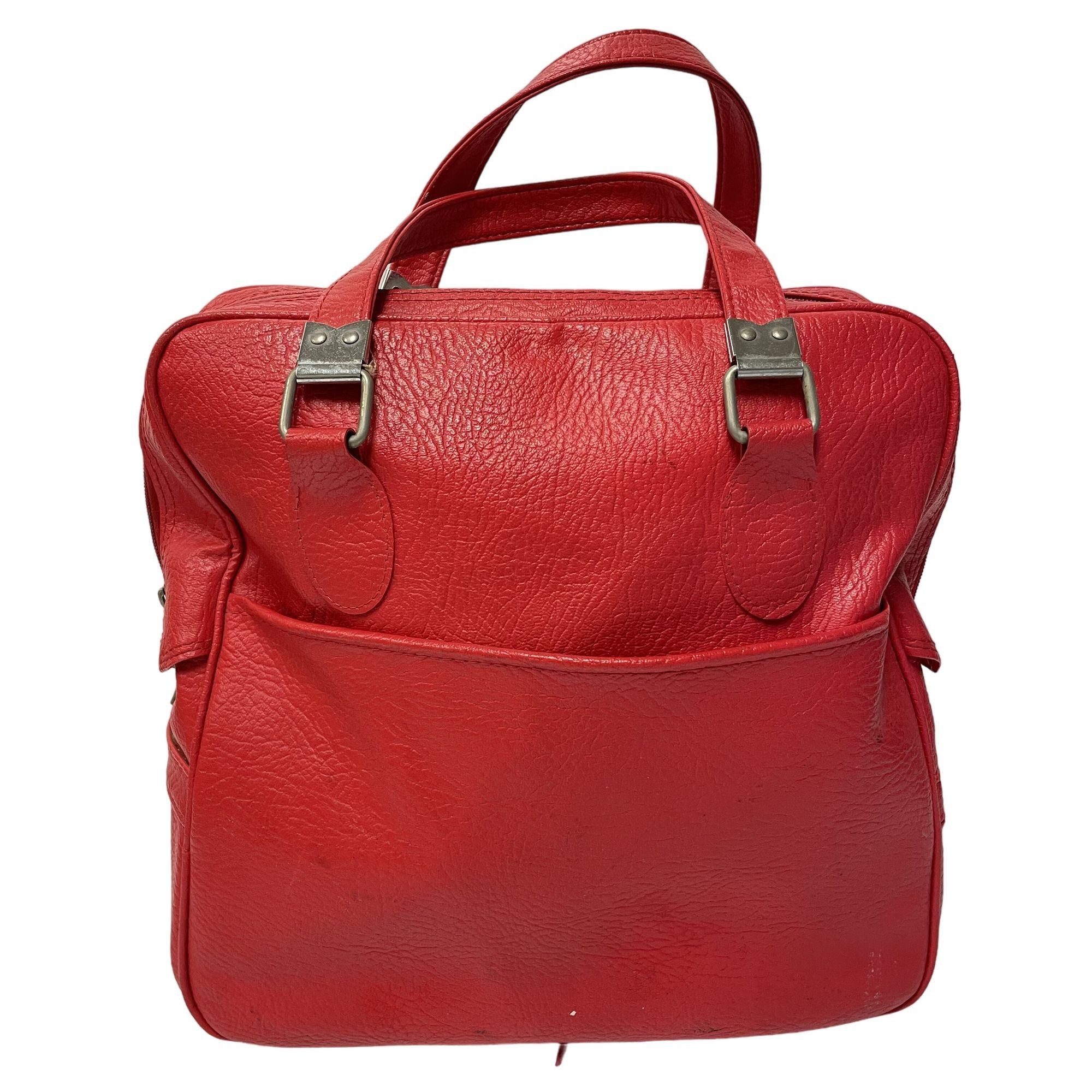 Sears Vtg SEARS Red ESCORT Carry On Tote Overnight Luggage bag Size ONE SIZE - 2 Thumbnail