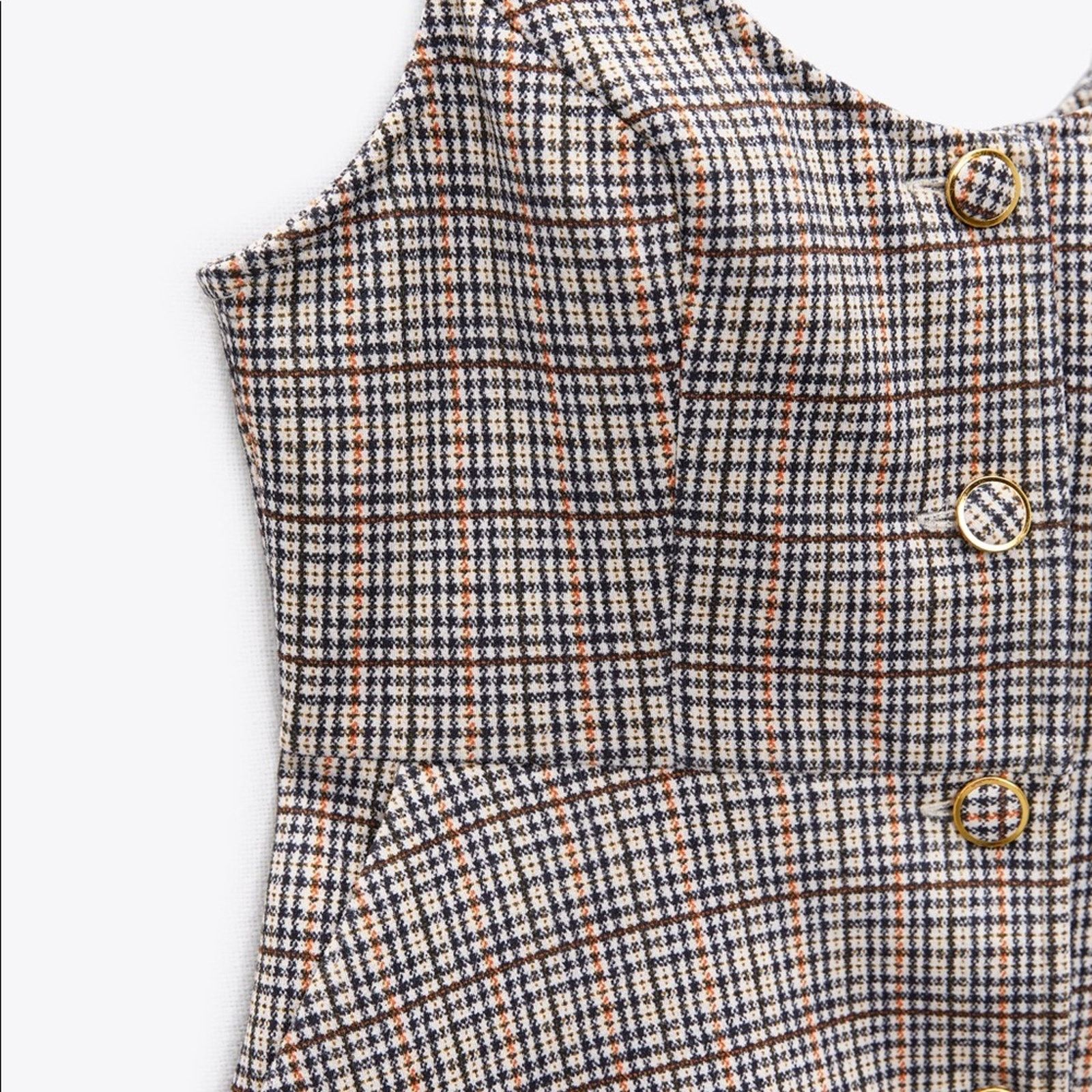 Zara ZARA FAUX SUEDE PLAID DRESS SAND Size XS / US 0-2 / IT 36-38 - 7 Thumbnail