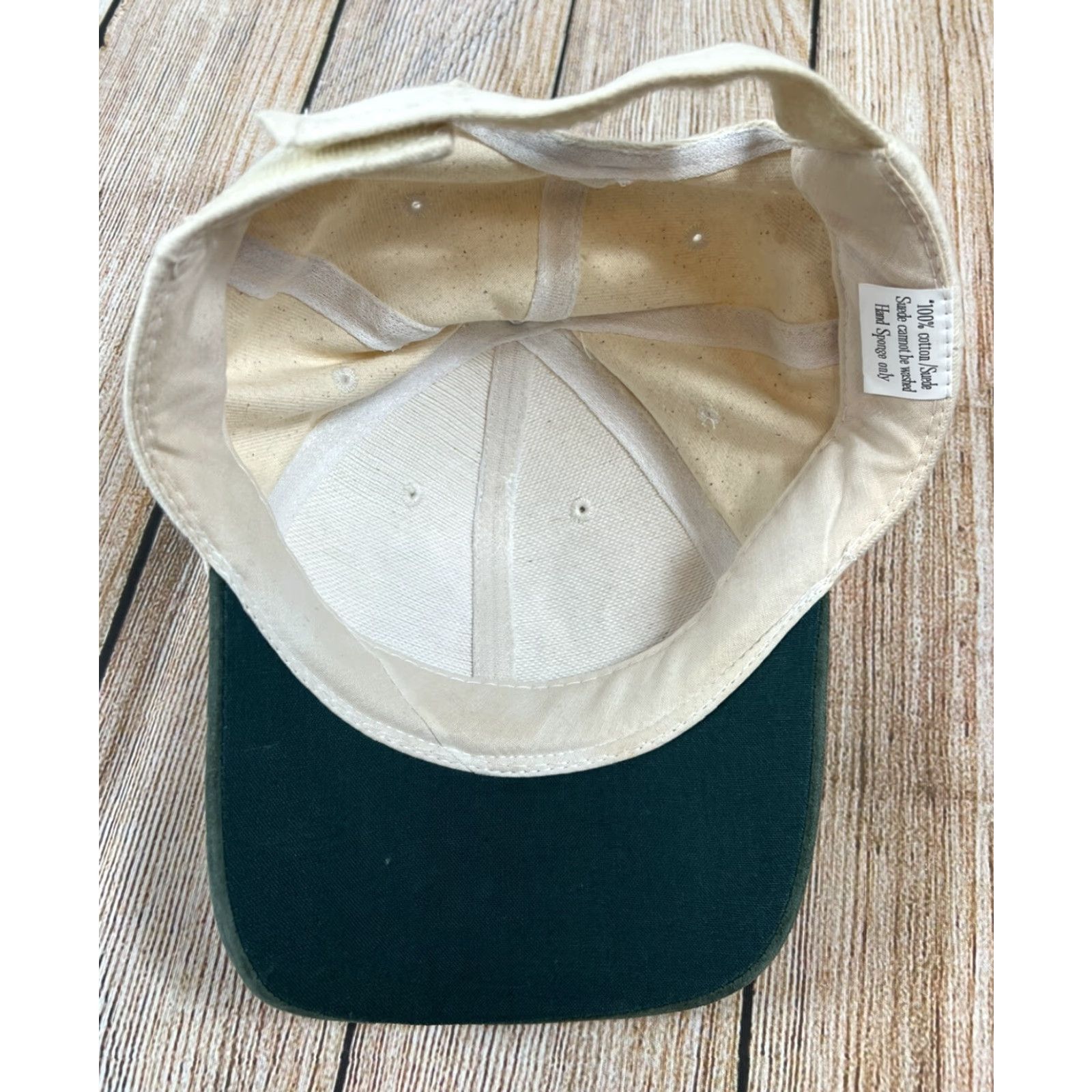 Vintage HaT Australia Tan Green Suede Brim Hat Adjustable Strap Baseball Cap Suede Green Adjustable Men Boys Mens Hat Cap Size ONE SIZE - 4 Thumbnail