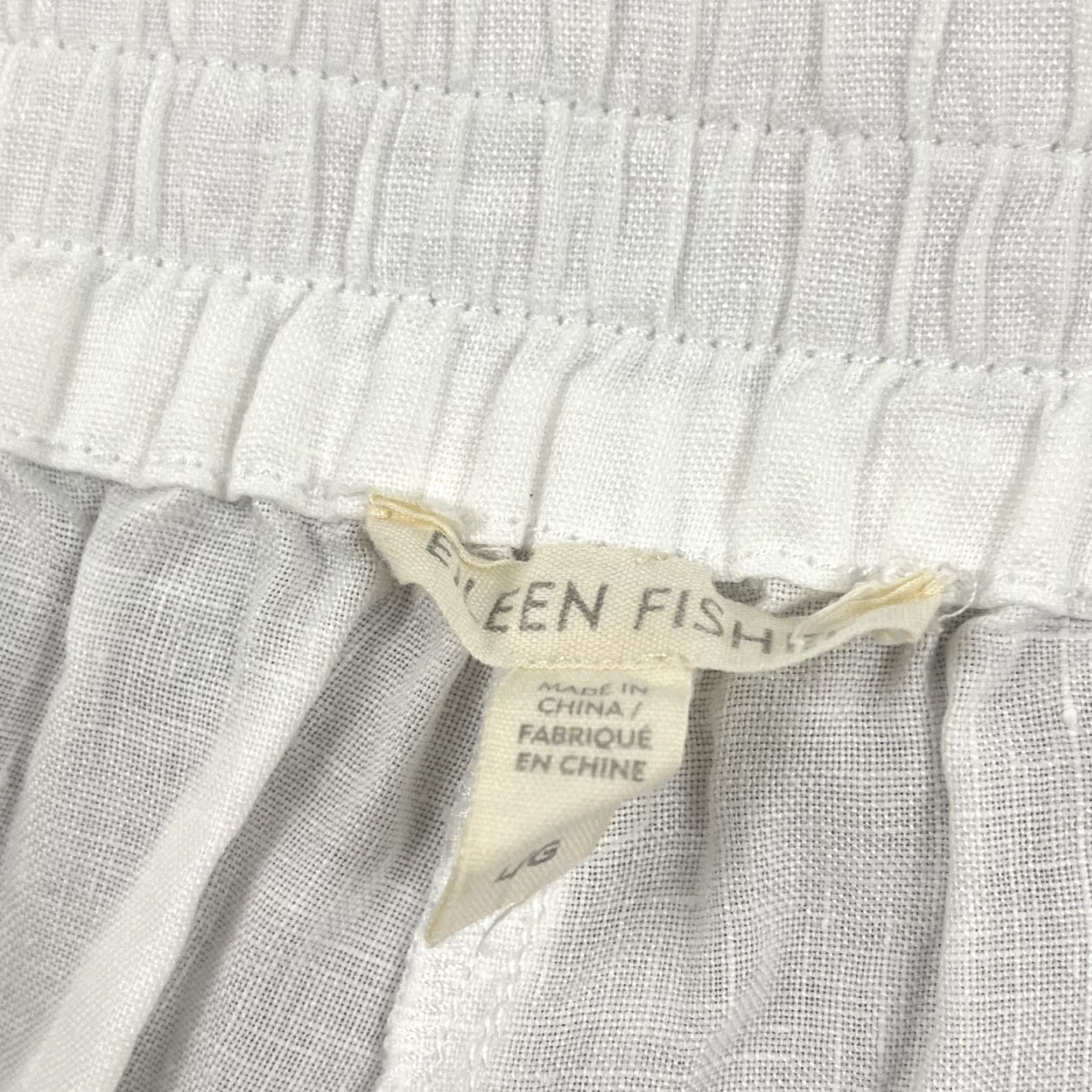 Eileen Fisher Eileen Fisher White Linen Cropped Pants Womens Large 24" Pull On Tapered Office Pockets Size 36" / US 14 / IT 50 - 2 Thumbnail