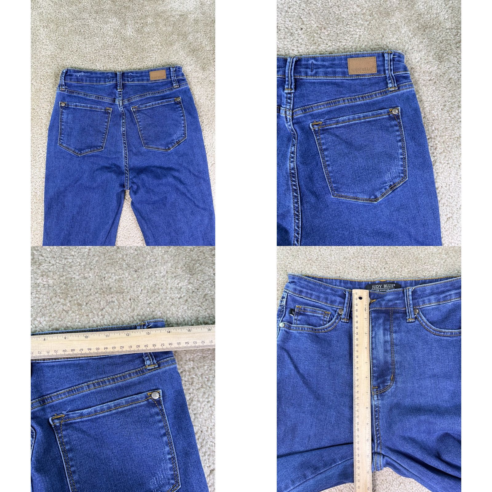 Vintage Judy Blue Jeans Womens Size 7/28 Flare Dark Wash High Rise Stretch Raw Hem F649 Size 28" / US 6 / IT 42 - 8 Thumbnail
