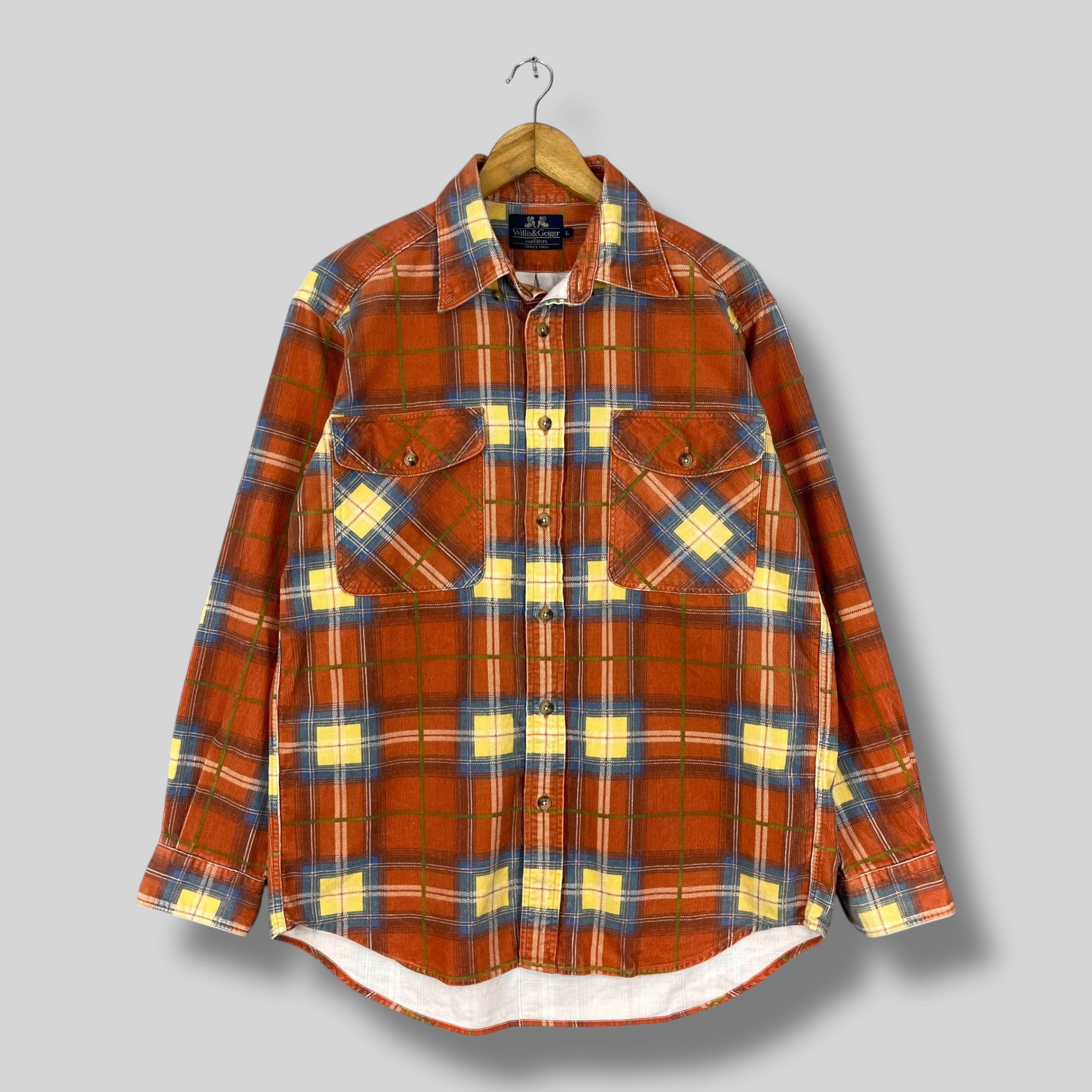 Flannel Vintage Y2K Plaid Checkered Tartan Orange Flannel Size US L / EU 52-54 / 3 - 1 Thumbnail