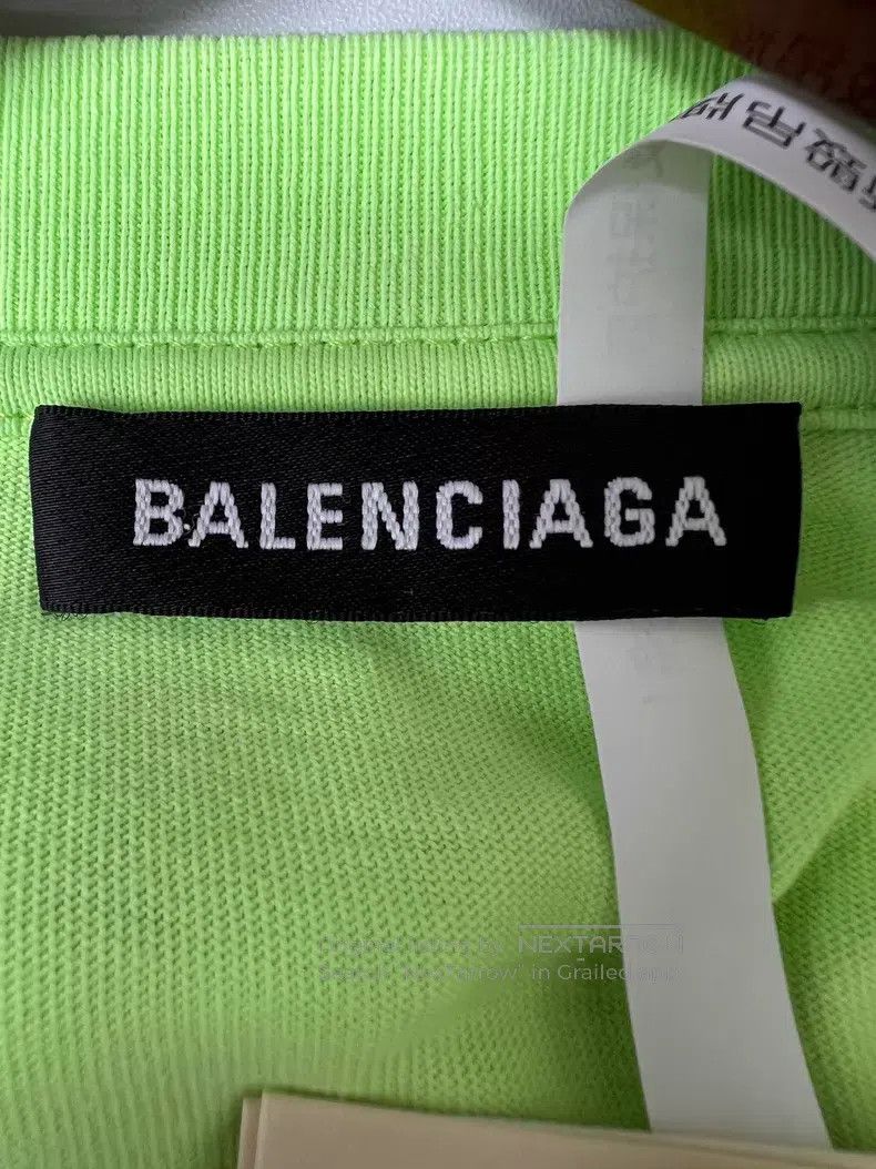 Balenciaga Balenciaga Neon Green Embroidered Logo Short Sleeve T-Shir Size US M / EU 48-50 / 2 - 6 Thumbnail