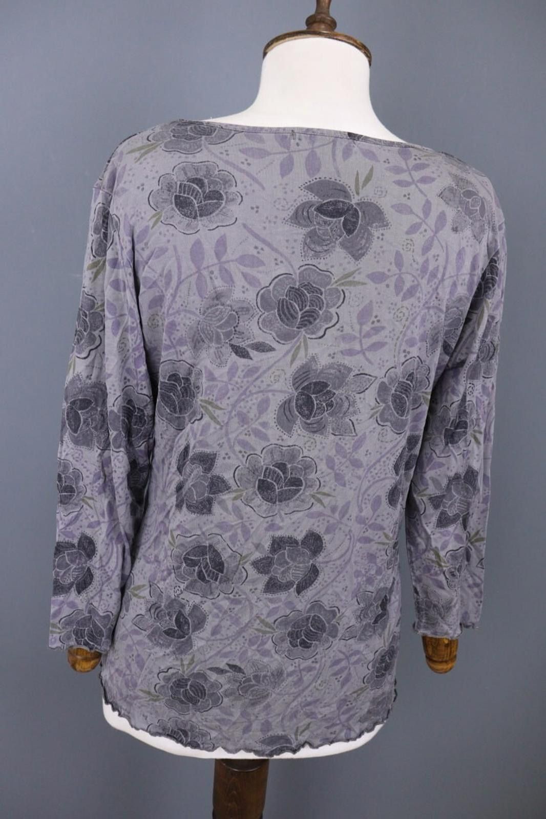 Designer Gudrun Sjoden Gray Floral Relaxed Blouse Shirt Size L Size L / US 10 / IT 46 - 11 Thumbnail