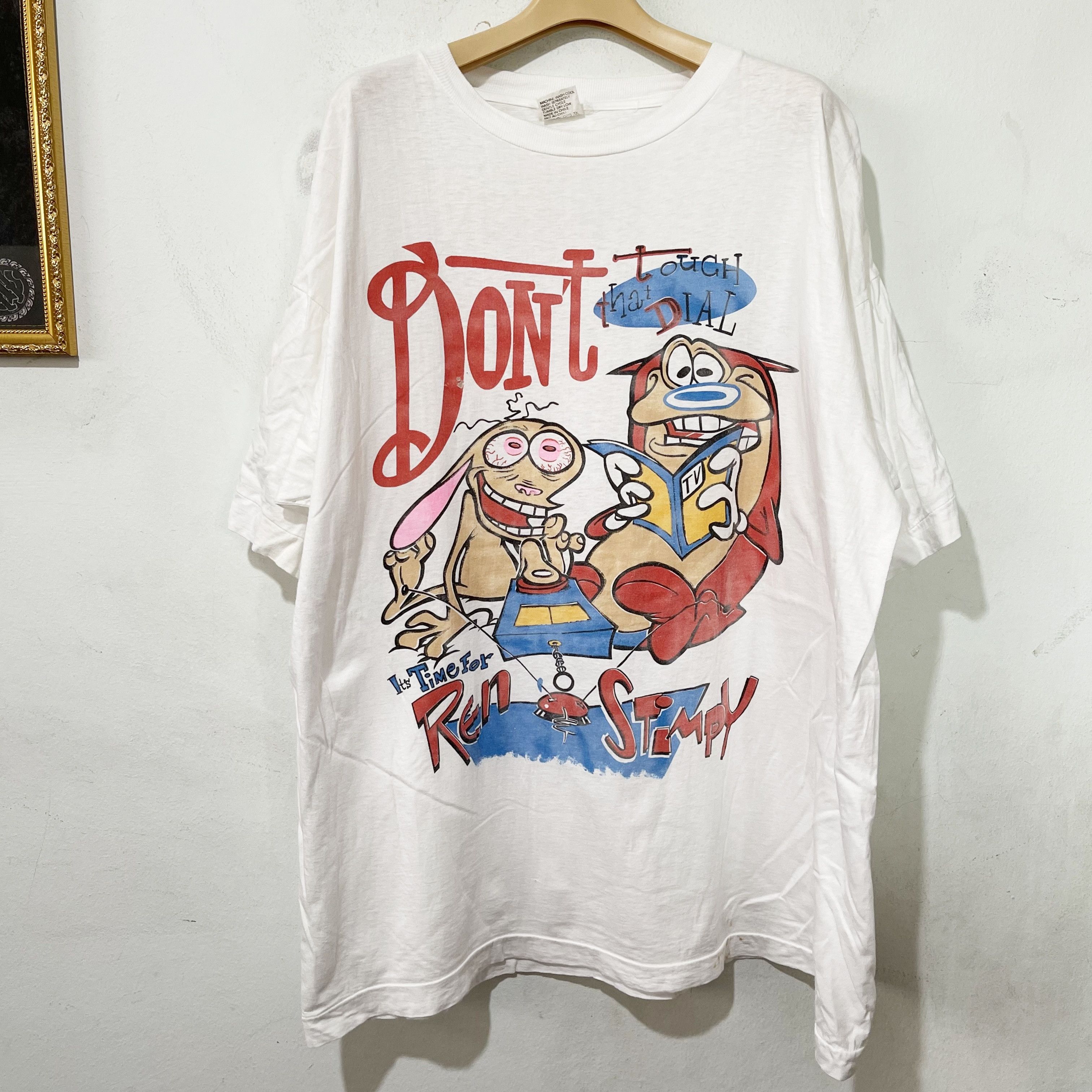 Vintage Vintage 90s Ren & Stimpy T-Shirt Size US XXL / EU 58 / 5 - 1 Thumbnail