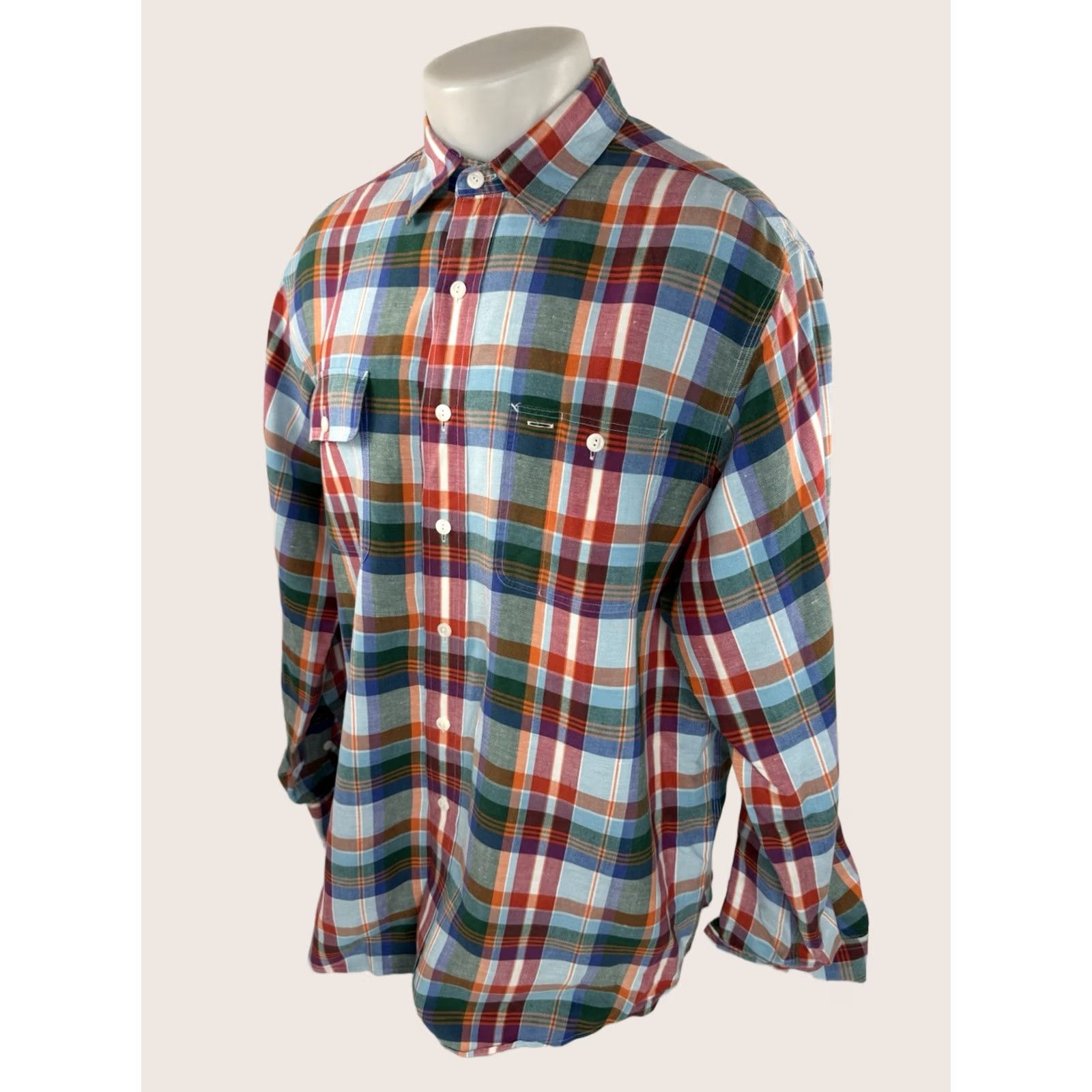 Polo Ralph Lauren POLO RALPH LAUREN - LINEN / SILK Mens XL Plaid Shirt - EXCELLENT Shirt Mens XL Multicolor Plaid - 90s? Size US XL / EU 56 / 4 - 1 Thumbnail