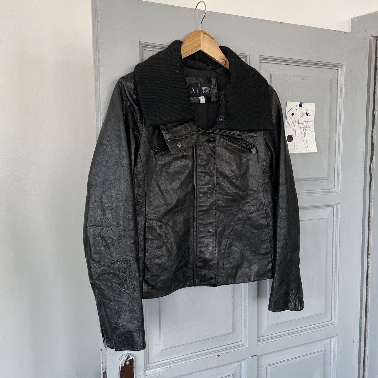 Armani × Vintage Vintage Armani Jeans 00’s Avantgarde Leather Jacket Size S / US 4 / IT 40 - 5 Thumbnail