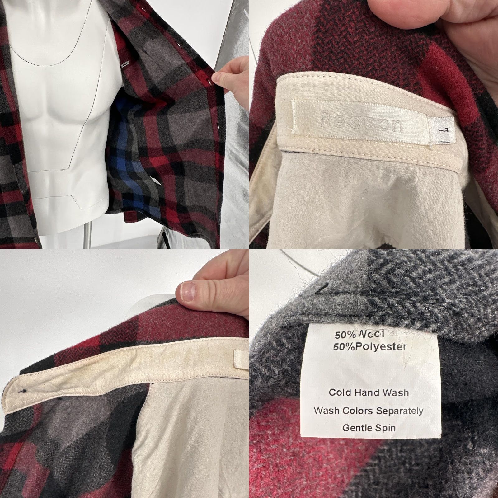 Reason Reason Shirt Mens Large Multicolor Red Plaid Mind Your Own Business Graphic Back Streetwear Button-Up Short Description Not Included Size US L / EU 52-54 / 3 - 8 Thumbnail