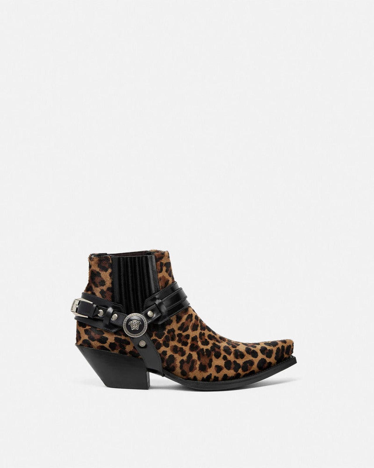 Versace Leopard Texano Ankle Boots