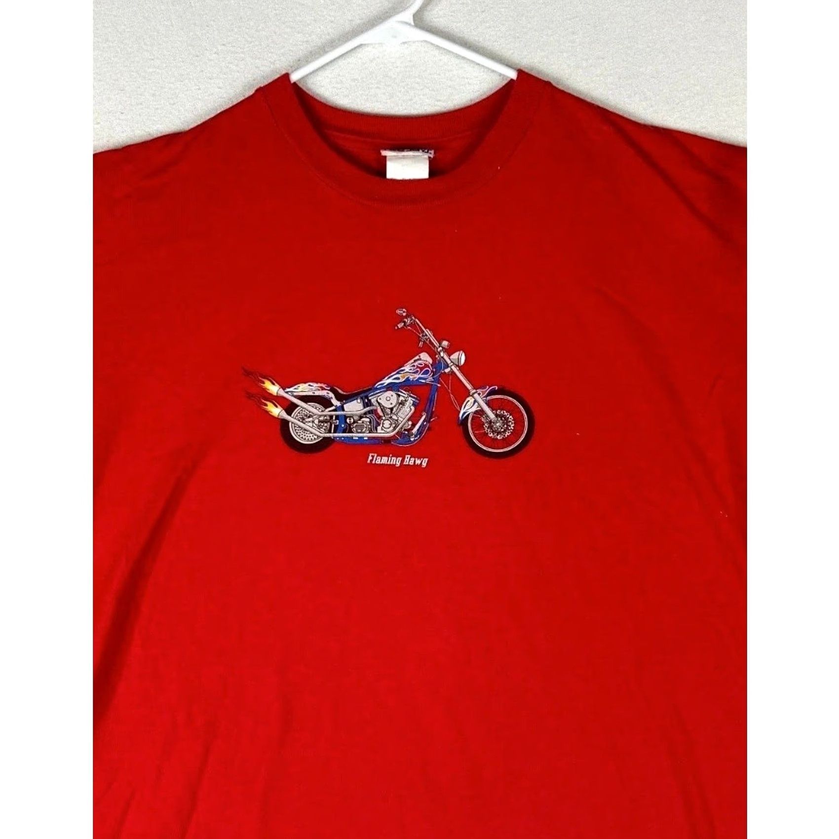 TEE JAYS Tee Jays T-Shirt Mens XL Red Graphic Print Cotton Crew Neck Motorcycle Hawg Size US XL / EU 56 / 4 - 2 Thumbnail