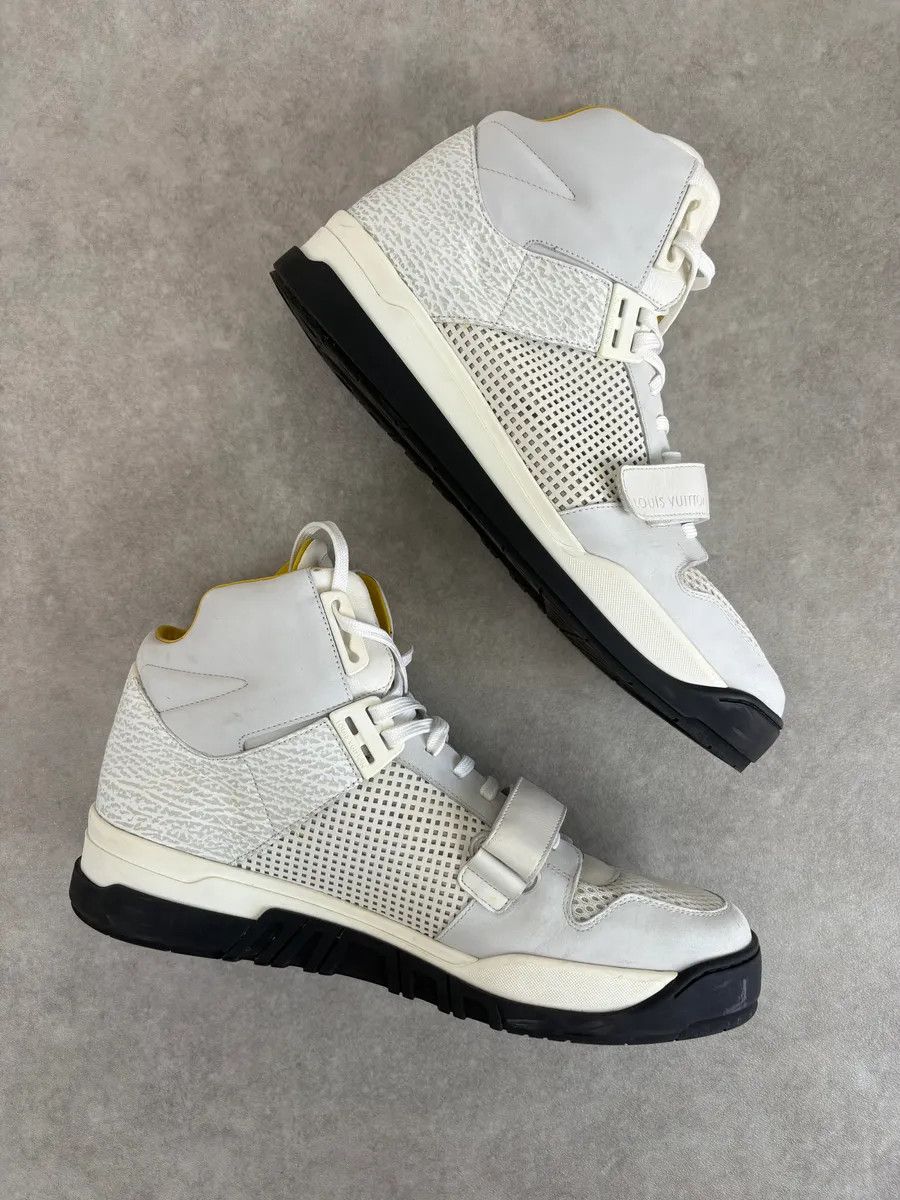 Louis Vuitton Louis Vuitton White Trail Blazer Leather Mesh High Sneakers Size US 12 / EU 45 - 6 Thumbnail