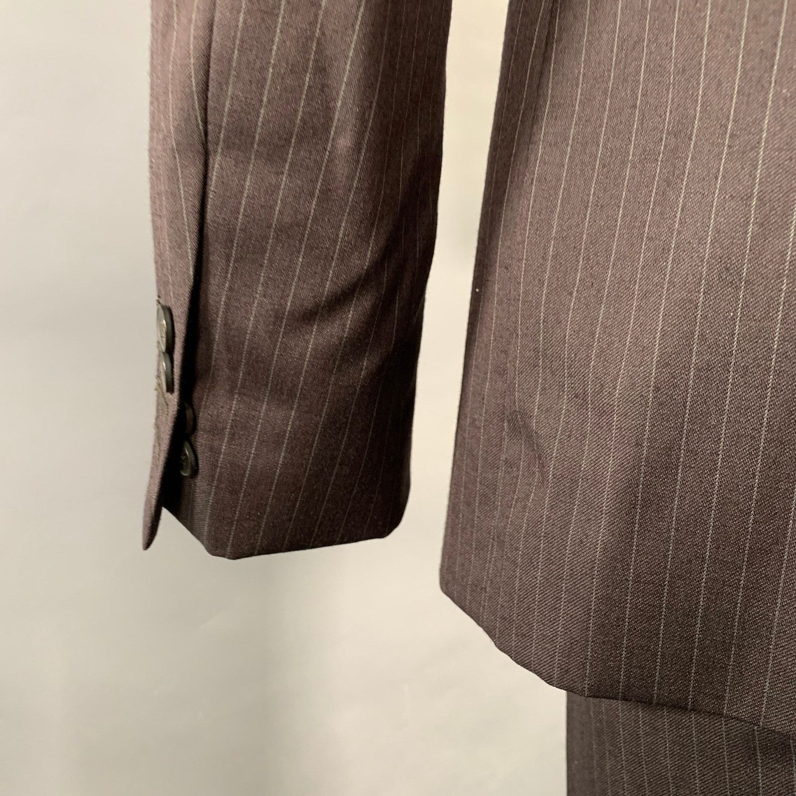 Costume National Size 38 Brown Grey Pinstripe Wool Single Button Suit Size 38R - 7 Thumbnail