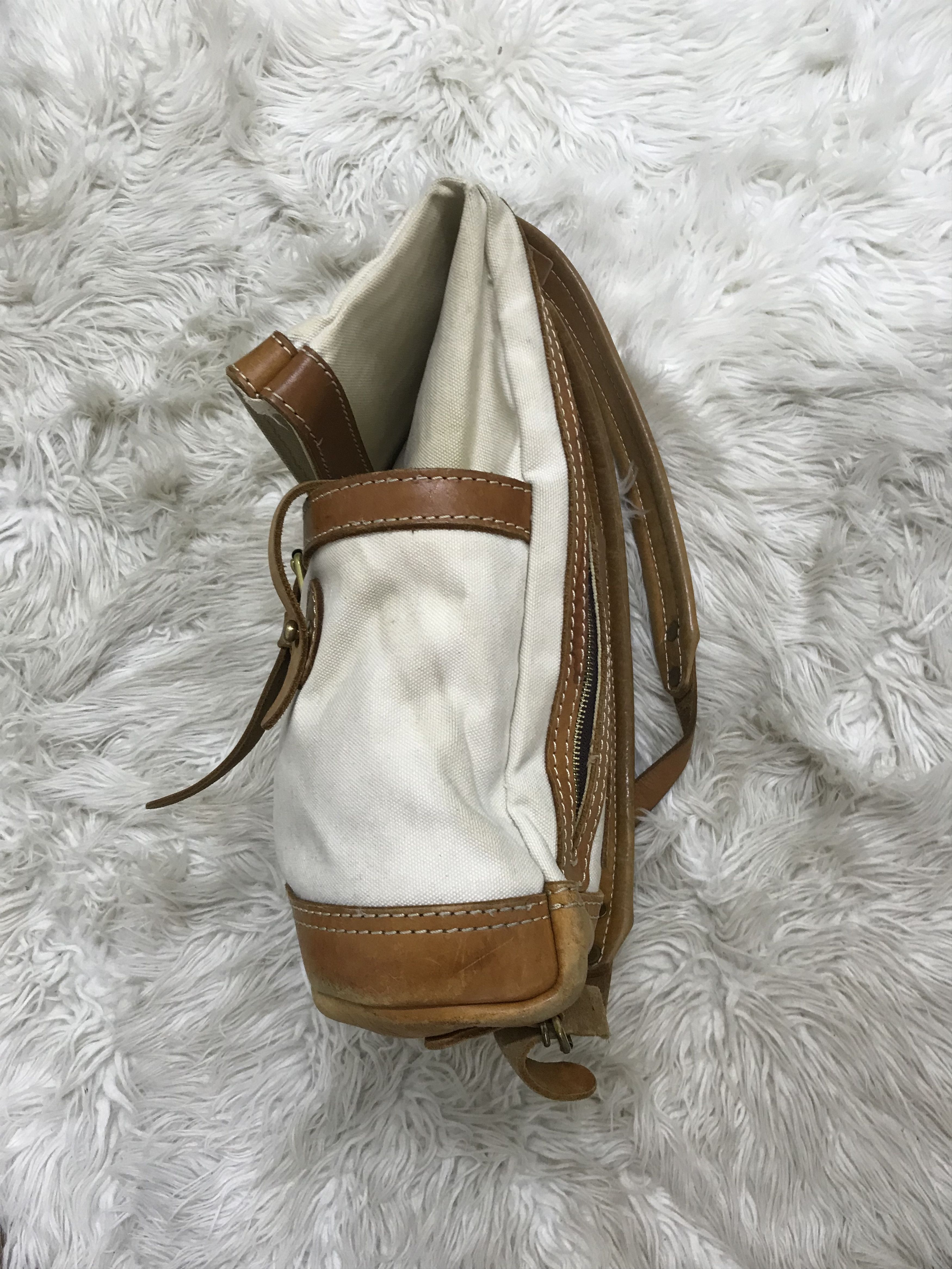 Japanese Brand HERZ Handmade Heavy Canvas and Half Leather BagPack Size ONE SIZE - 4 Thumbnail