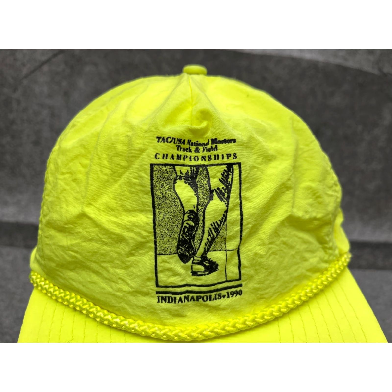 Vintage VINTAGE USA National Masters Hat Cap Snap Back Adult Small Neon Green Nylon Cap/ Hat Size ONE SIZE - 2 Thumbnail