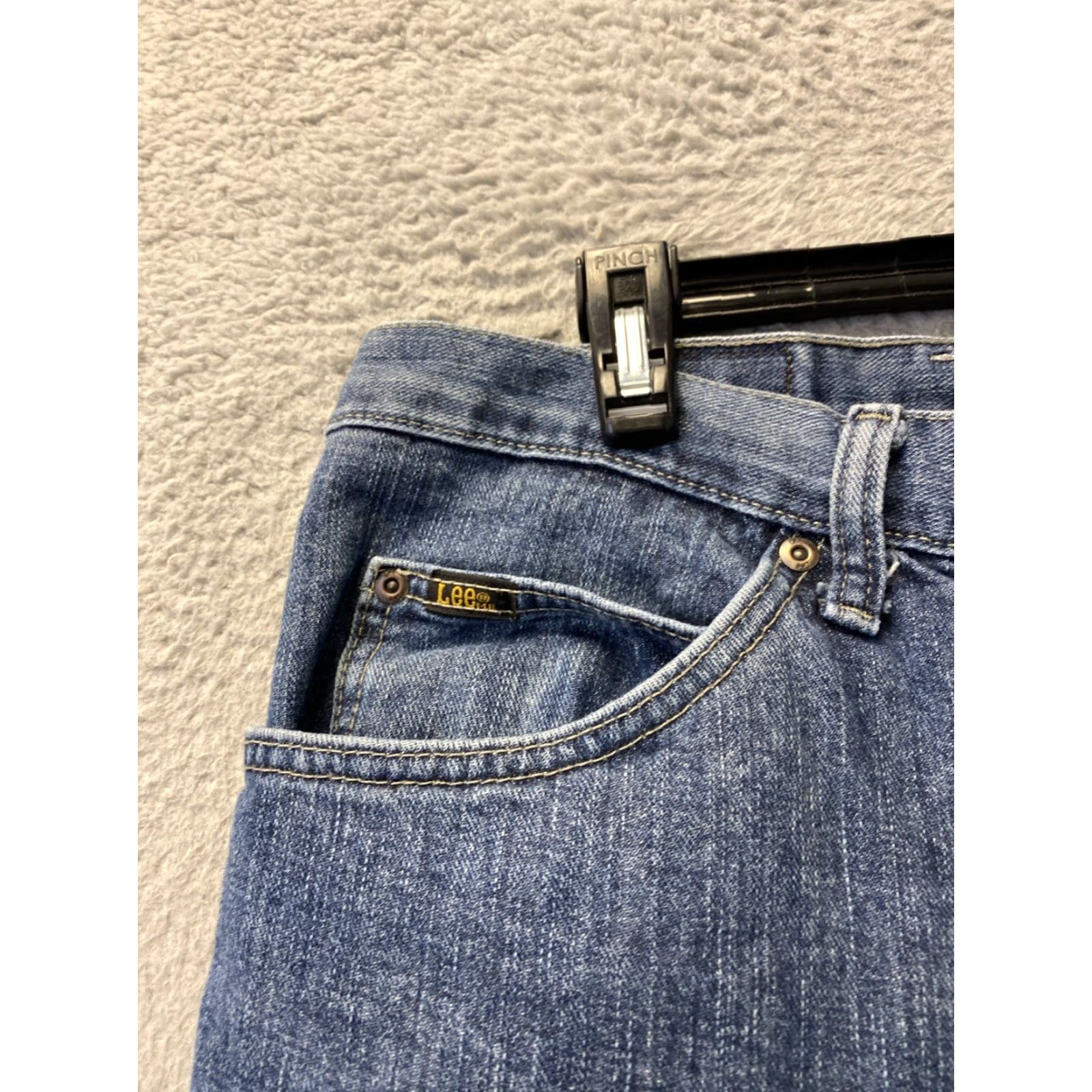 Lee Lee Mens Jeans 42x34 Blue Relax Fit Straight Leg Denim 5-Pocket Zipper Button Cotton Lee Logo Regular Inseam 34" Size US 42 / EU 58 - 2 Thumbnail