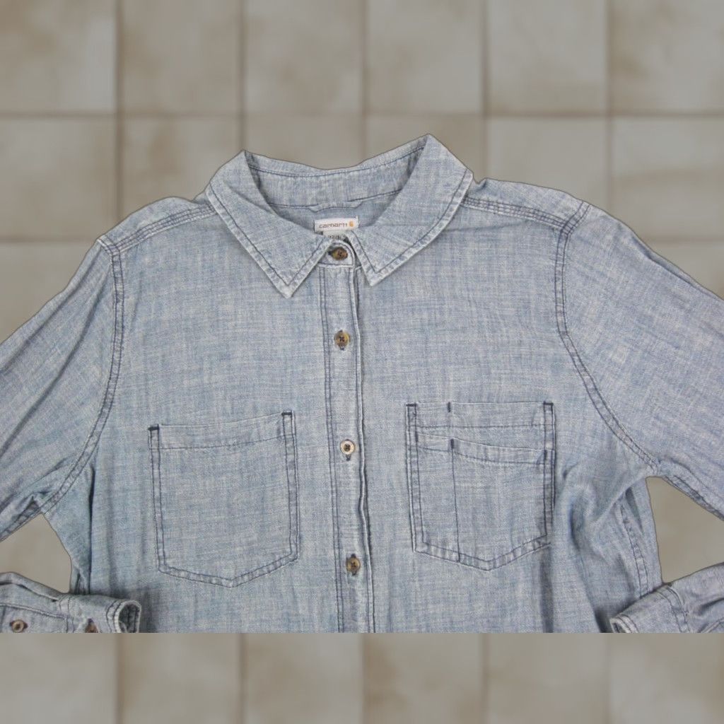 Carhartt VINTAGE Carhartt Shirt Womens Large L Blue Fairview Chambray Button Up Workwear Classic Size L / US 10 / IT 46 - 1 Thumbnail