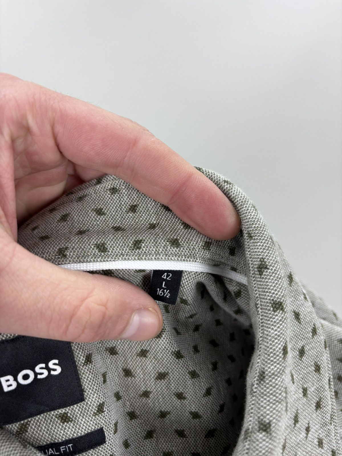 Hugo Boss Mens shirt BOSS Size L Color Gray Size US L / EU 52-54 / 3 - 12 Thumbnail