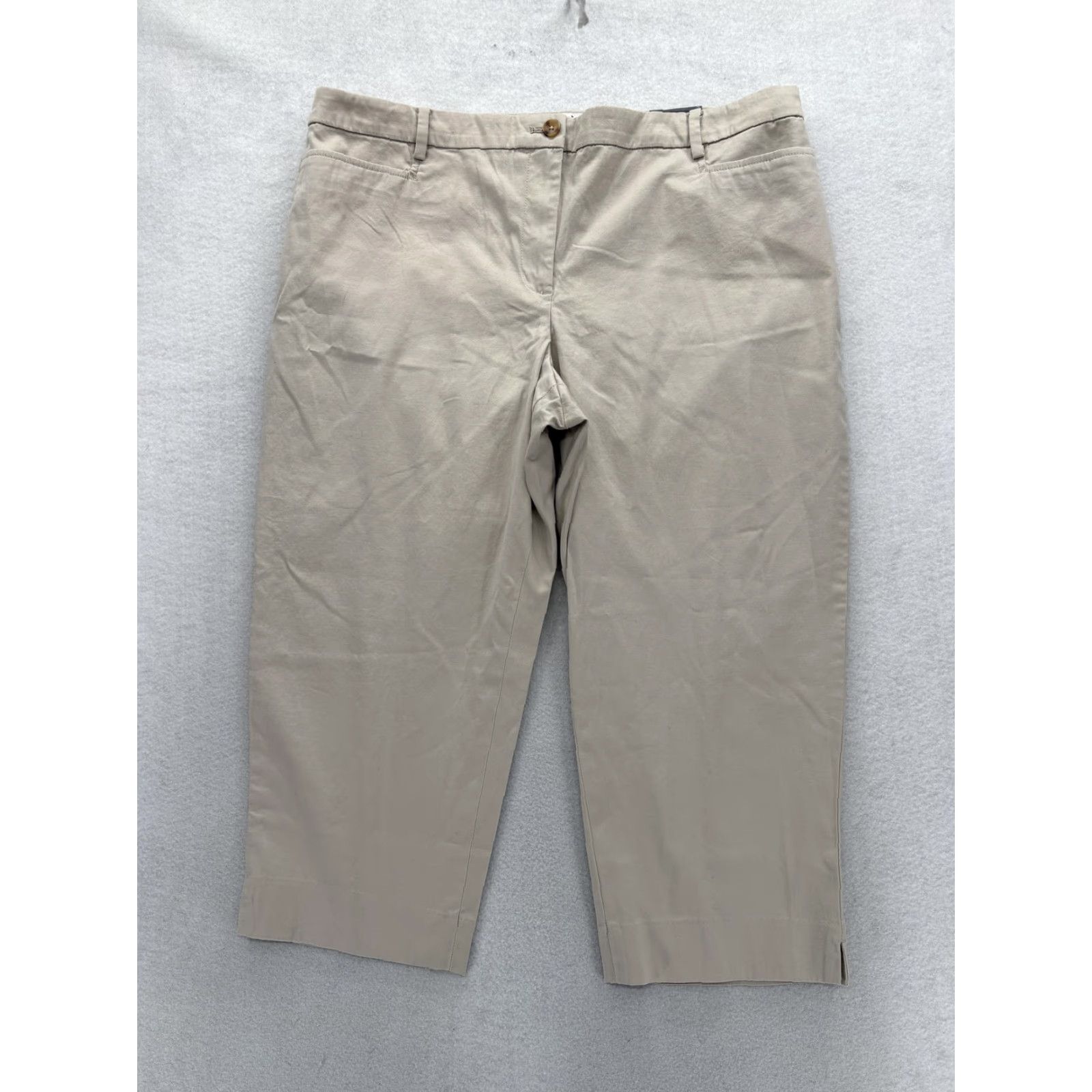 Talbots Talbots Pant Slim Chino Beige Womens 12 Regular Crop Stretch Twill Pockets Casual Size 34" / US 12 / IT 48 - 2 Thumbnail