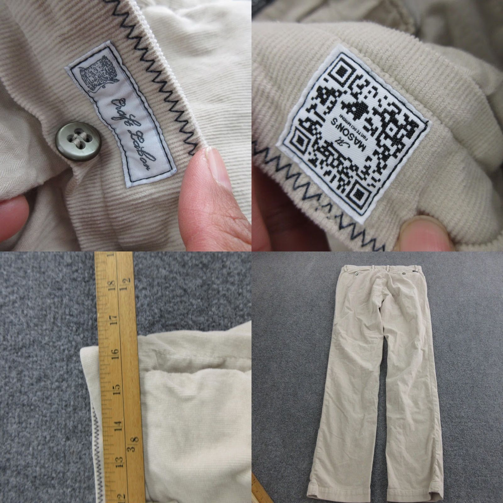 Mason's Mason's Mens Pants Beige Corduroy Chino Straight Leg 32x32 5 Pocket Casual Flat Front Zip Pocket Mens Size US 32 / EU 48 - 8 Thumbnail