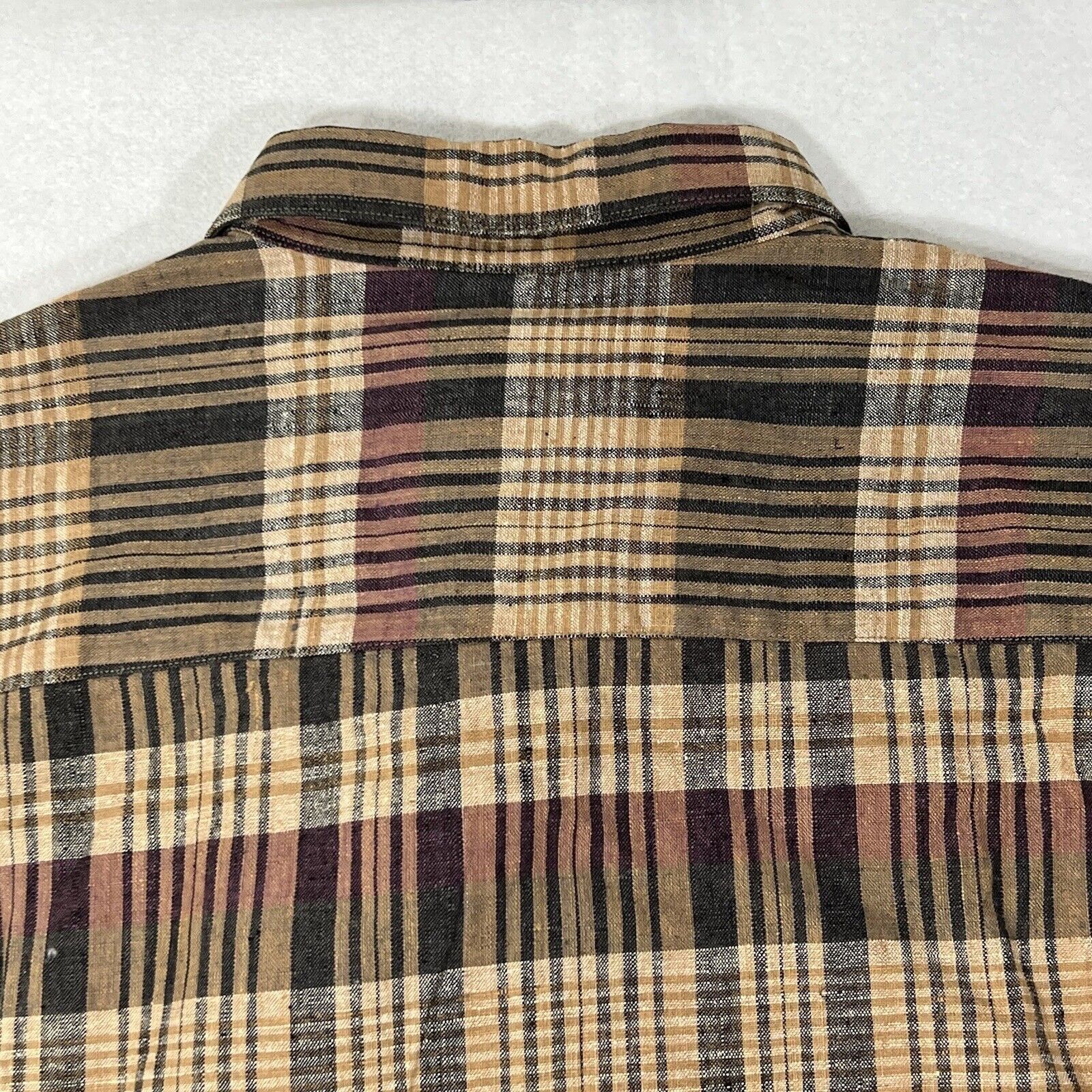 Other Donzini Collection Linen Blend Plaid Striped Button Shirt Size US L / EU 52-54 / 3 - 12 Thumbnail