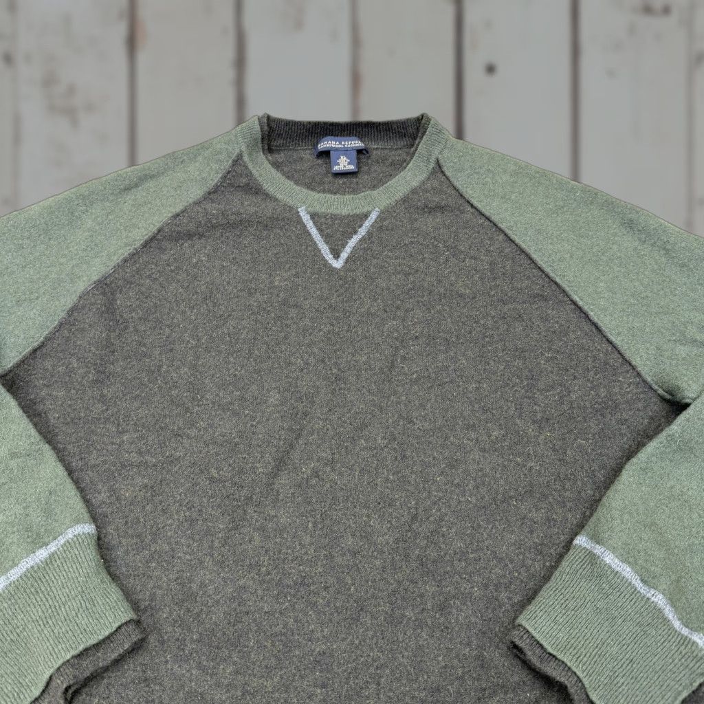 Banana Republic Banana Republic Sweater Mens XL Gray Green Lambswool Cashmere Crewneck Raglan Knit Pullover Regular Size US XL / EU 56 / 4 - 1 Thumbnail