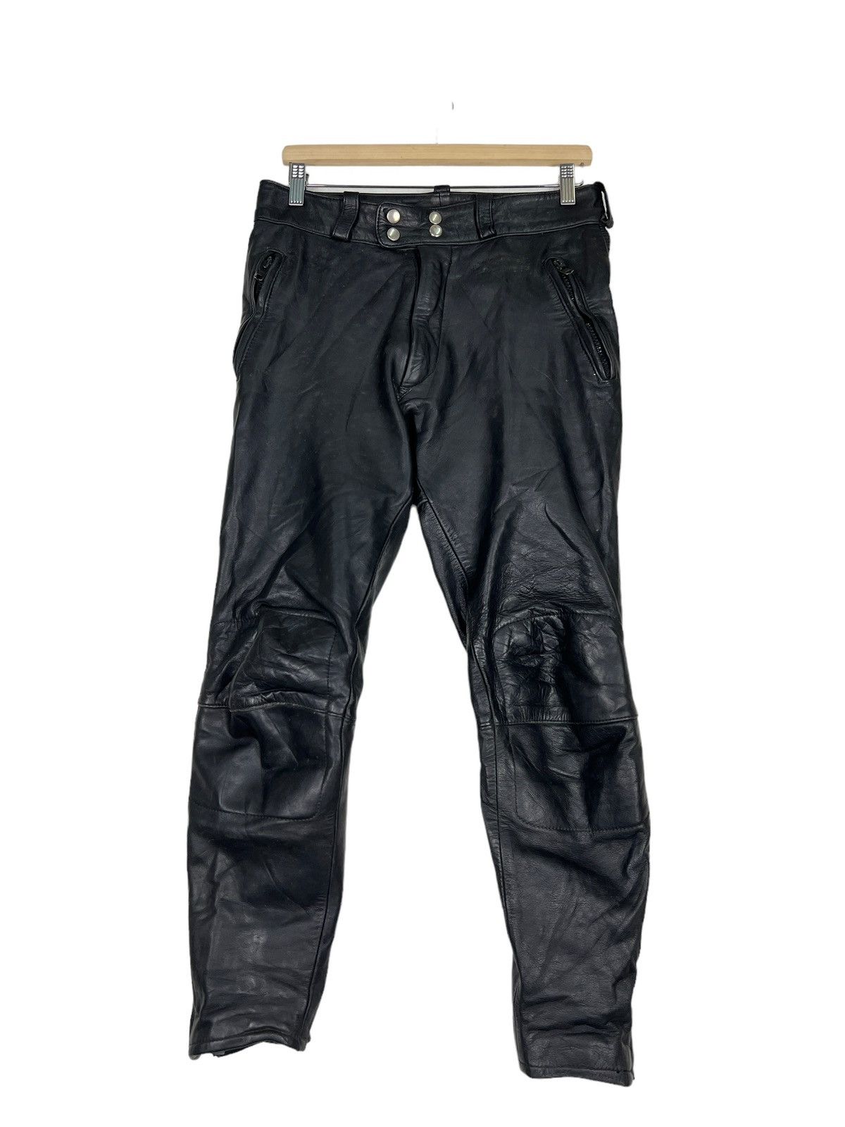 Japanese Brand × Y'2 Leather 🔥 ECHTES LEATHER MOTO RIDER PANTS Size US 30 / EU 46 - 2 Thumbnail