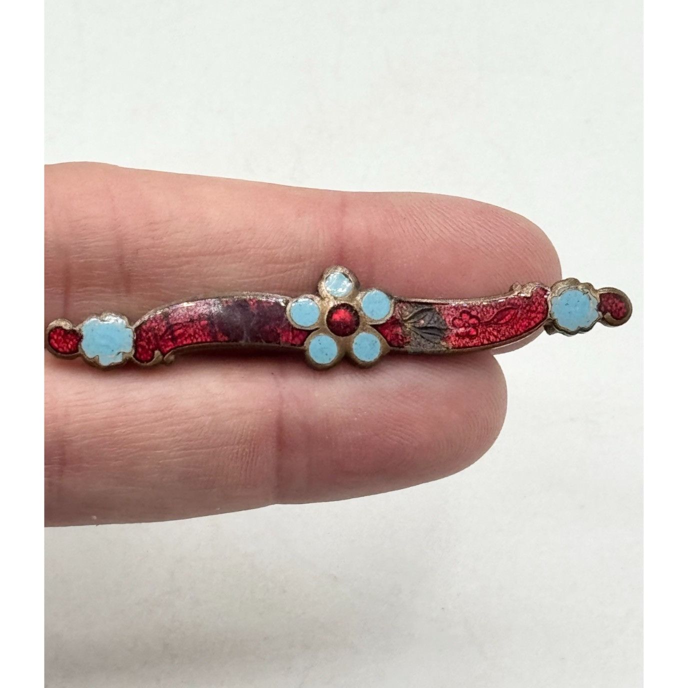 Vintage Vintage flower enamel bar pin brooch Size ONE SIZE - 1 Thumbnail