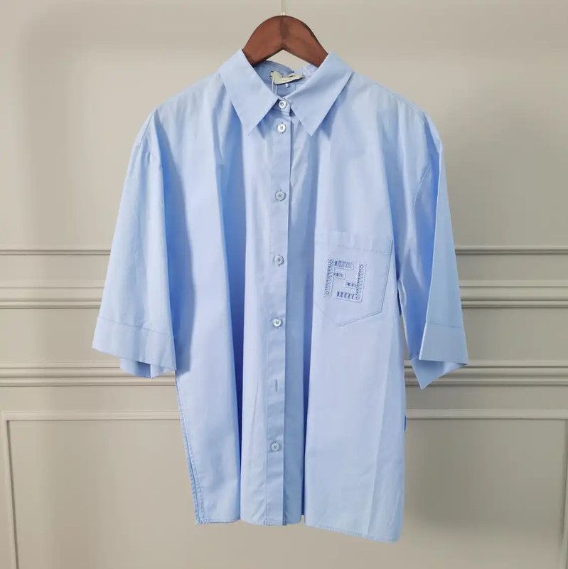 Fendi Fendi Summer Blue Cotton Short Sleeve Shirt 0089 Size S / US 4 / IT 40 - 1 Thumbnail