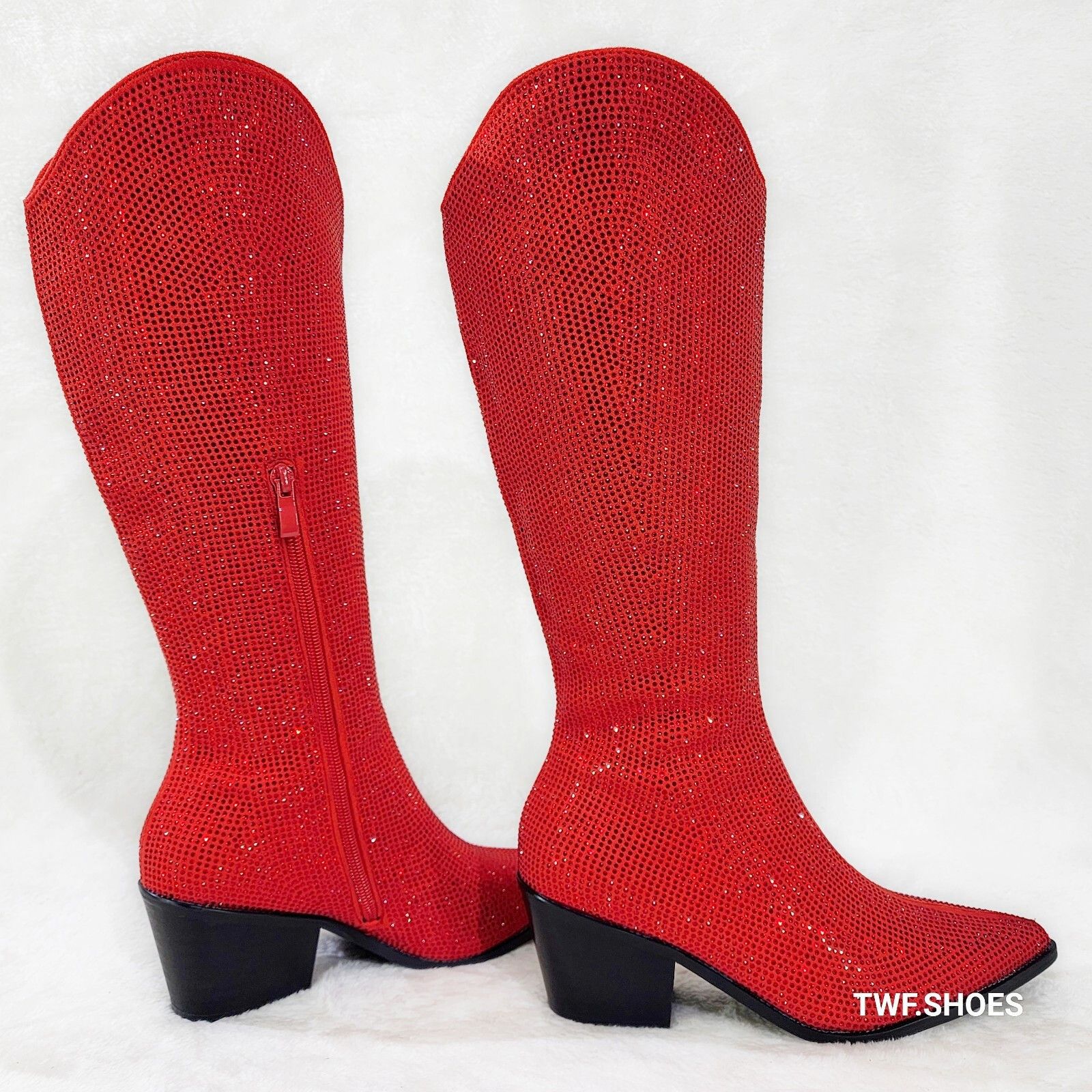 Other Nika Red Rhinestone Cowboy Knee High Western Cowgirl Boots ( Size US 8.5 / IT 38.5 - 3 Thumbnail