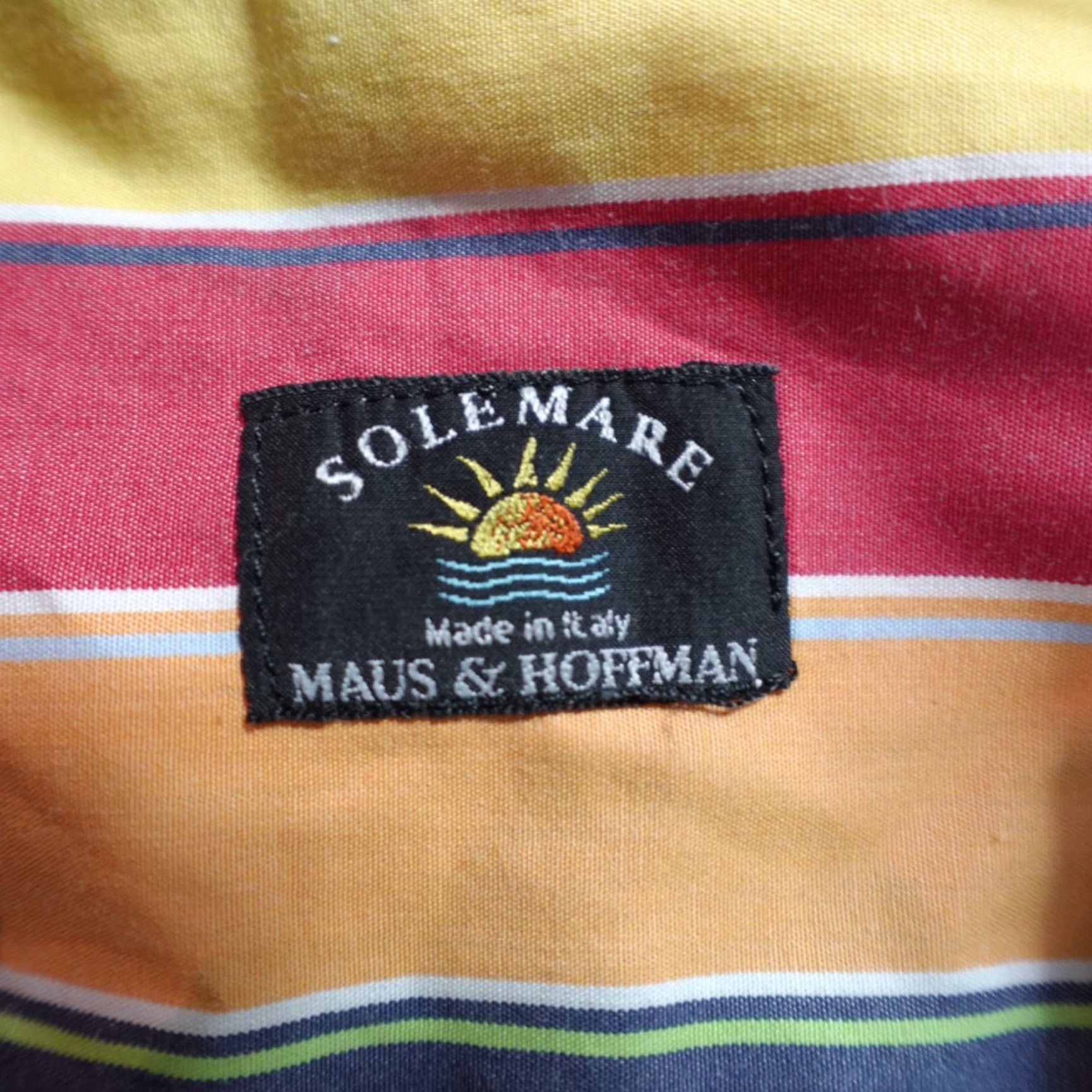 Vintage Maus & Hoffman Shirt XL Blue Yellow Green Striped Camp Collar Made In Italy Size US XL / EU 56 / 4 - 4 Thumbnail