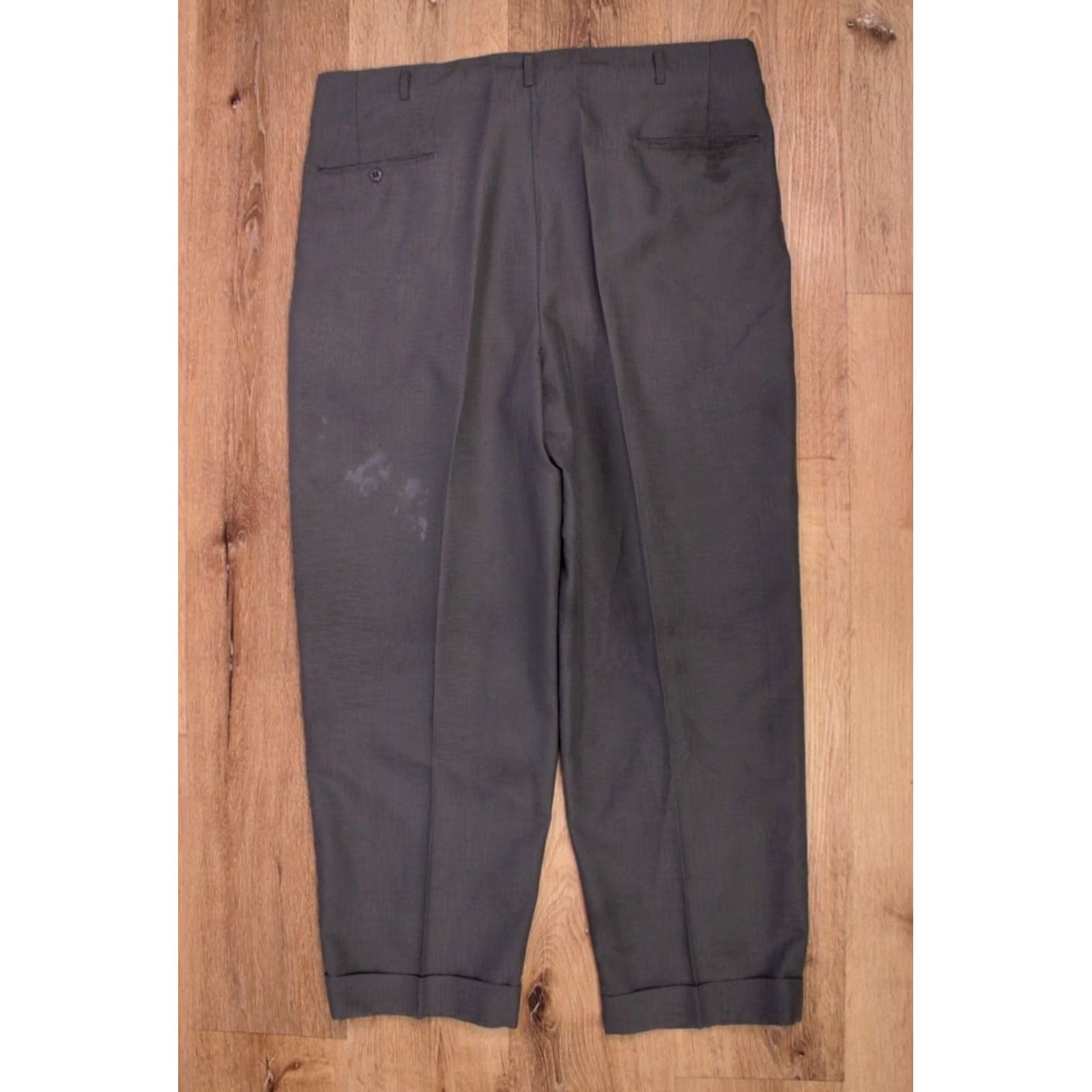 Vintage Nike Men's VTG 1950s Grey Tapered Drop Loop Pants 40x29 50s Trousers Mens Regular 40 Gray Peg/Tapered 1950s Size US 40 / EU 56 - 3 Thumbnail