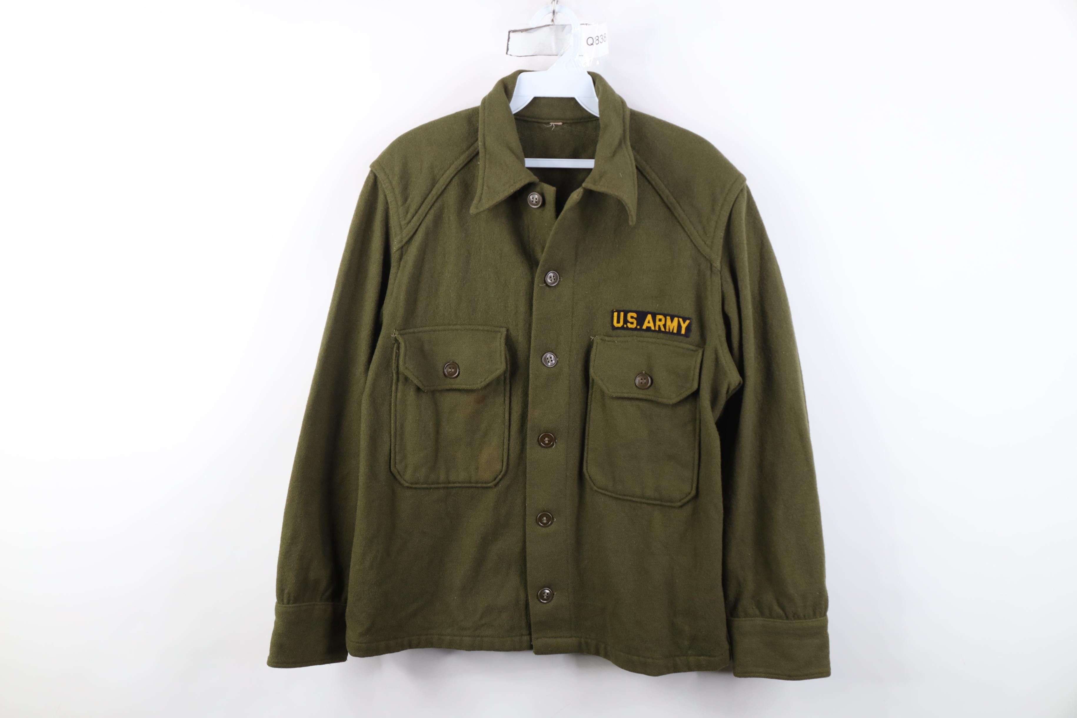 Vintage Vintage 50s Korean War US Army OG 108 Wool Shirt Jacket Size US M / EU 48-50 / 2 - 1 Thumbnail