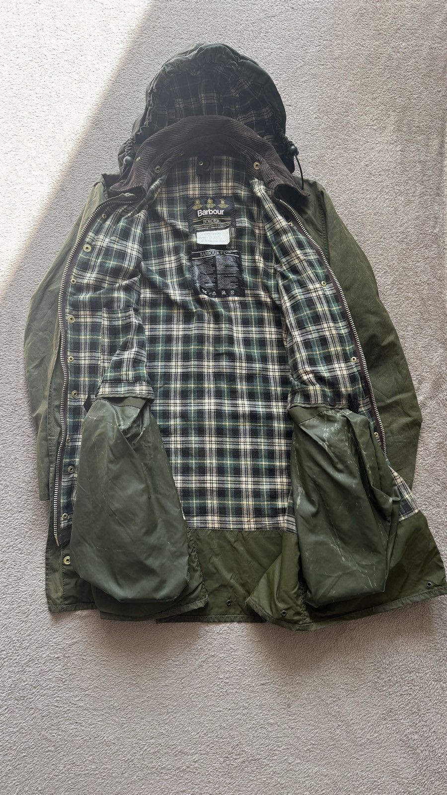 Barbour Vintage Barbour Border Waxed Coat Jacket Made in England Size US S / EU 44-46 / 1 - 12 Thumbnail