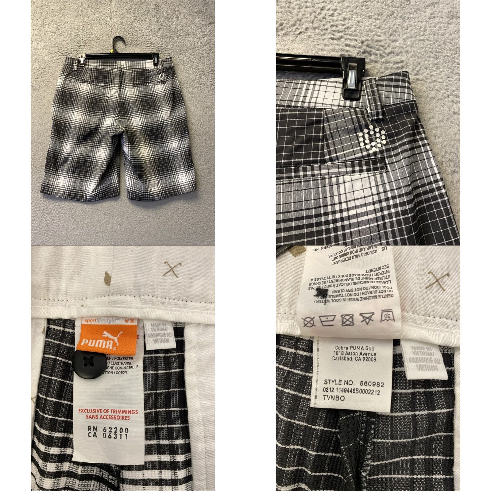 Puma PUMA Golf Shorts Men's Size 36 Flat Front Regular Rise 11in Inseam Black Gray Embroidered Logo Golf Performance Dry Fit Casual Velour? Size US 36 / EU 52 - 8 Thumbnail