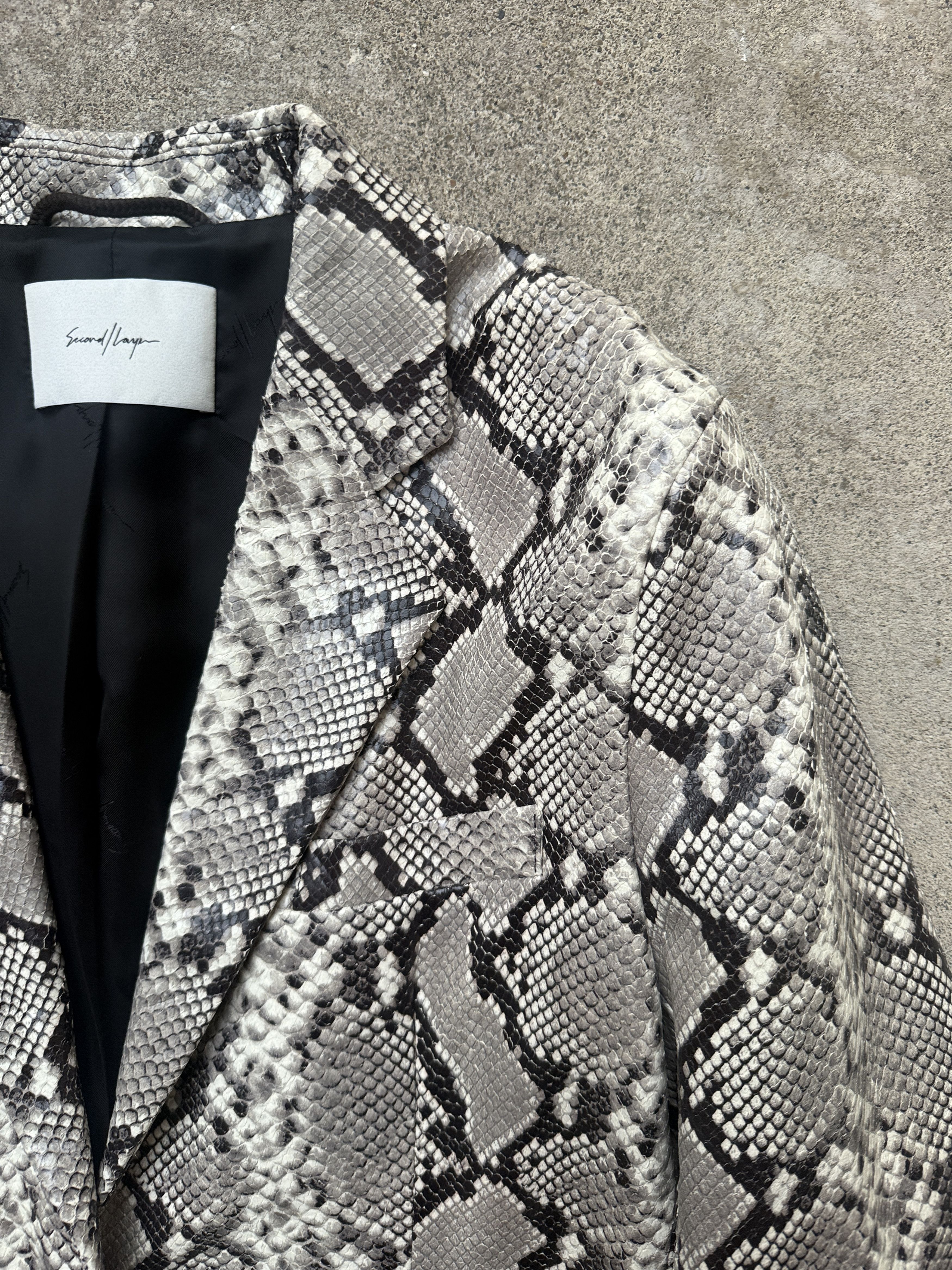 SECOND/LAYER Leather Snakeskin Blazer Jacket Python Sz 50