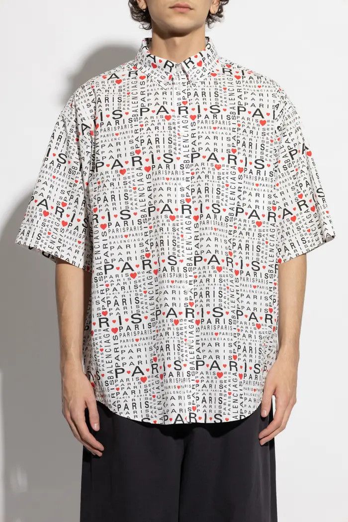 Balenciaga o1bcso1str0226 Love Paris Short Sleeve Shirt Multicolor Size US M / EU 48-50 / 2 - 2 Thumbnail