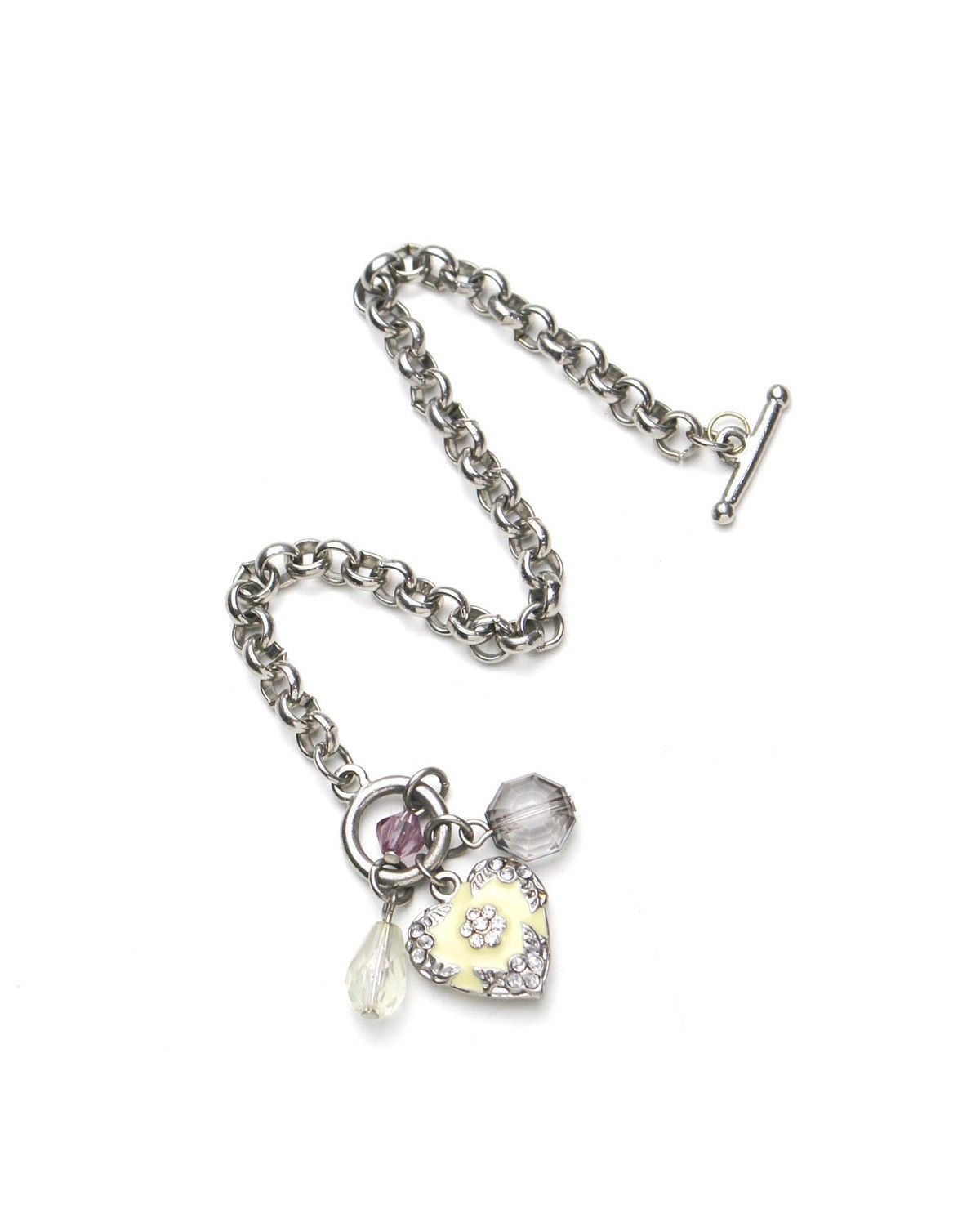 Vintage 2000S JAPANESE MADE CRYSTAL HEART CHARM BRACELET Size ONE SIZE - 2 Thumbnail