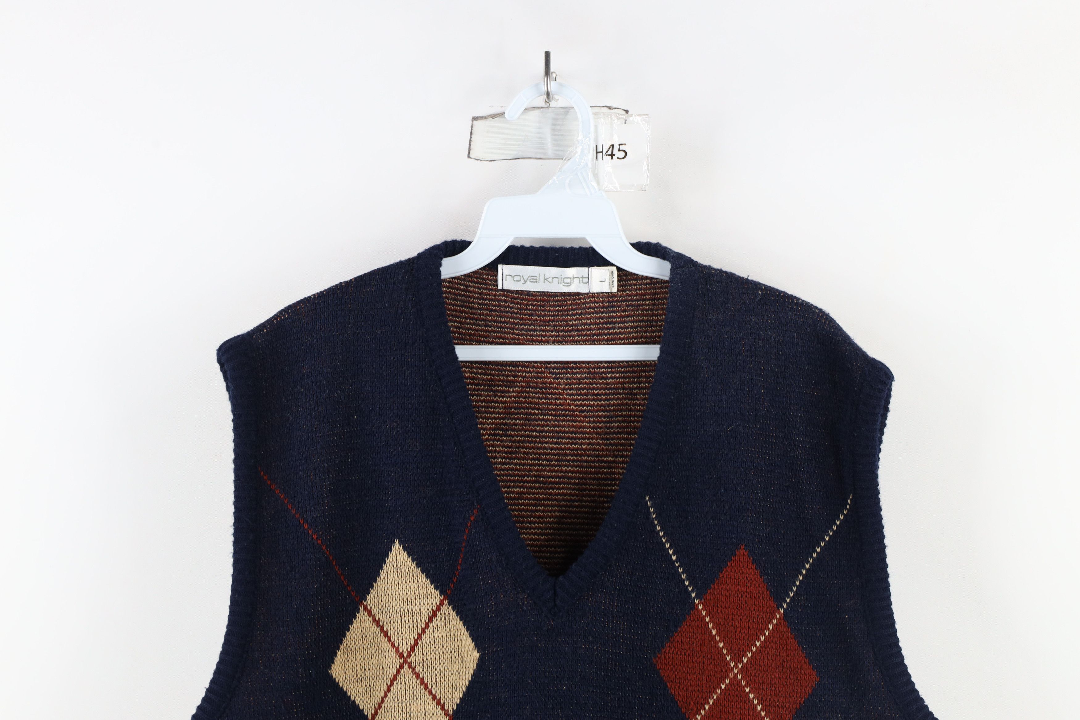 Vintage Vintage 70s Streetwear Diamond Knit V-Neck Sweater Vest USA Size US L / EU 52-54 / 3 - 2 Thumbnail