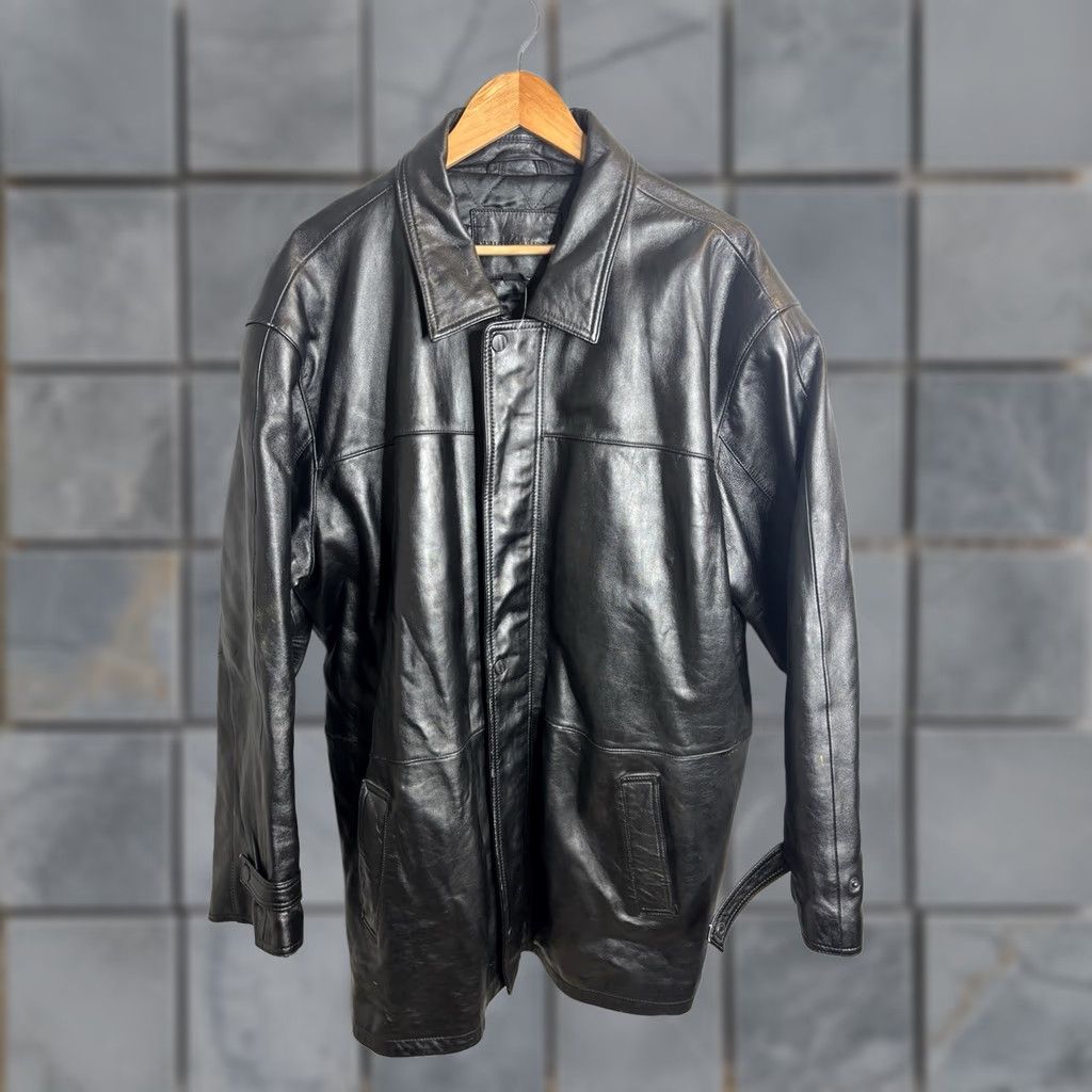 Vintage Knightsbridge Men's Leather Jacket Quilted Interior XL Black Biker Coat, Zip Closure, Casual Riding Winter Fall Spring, Genuine Leather, 8/10 Size US XL / EU 56 / 4 - 1 Thumbnail