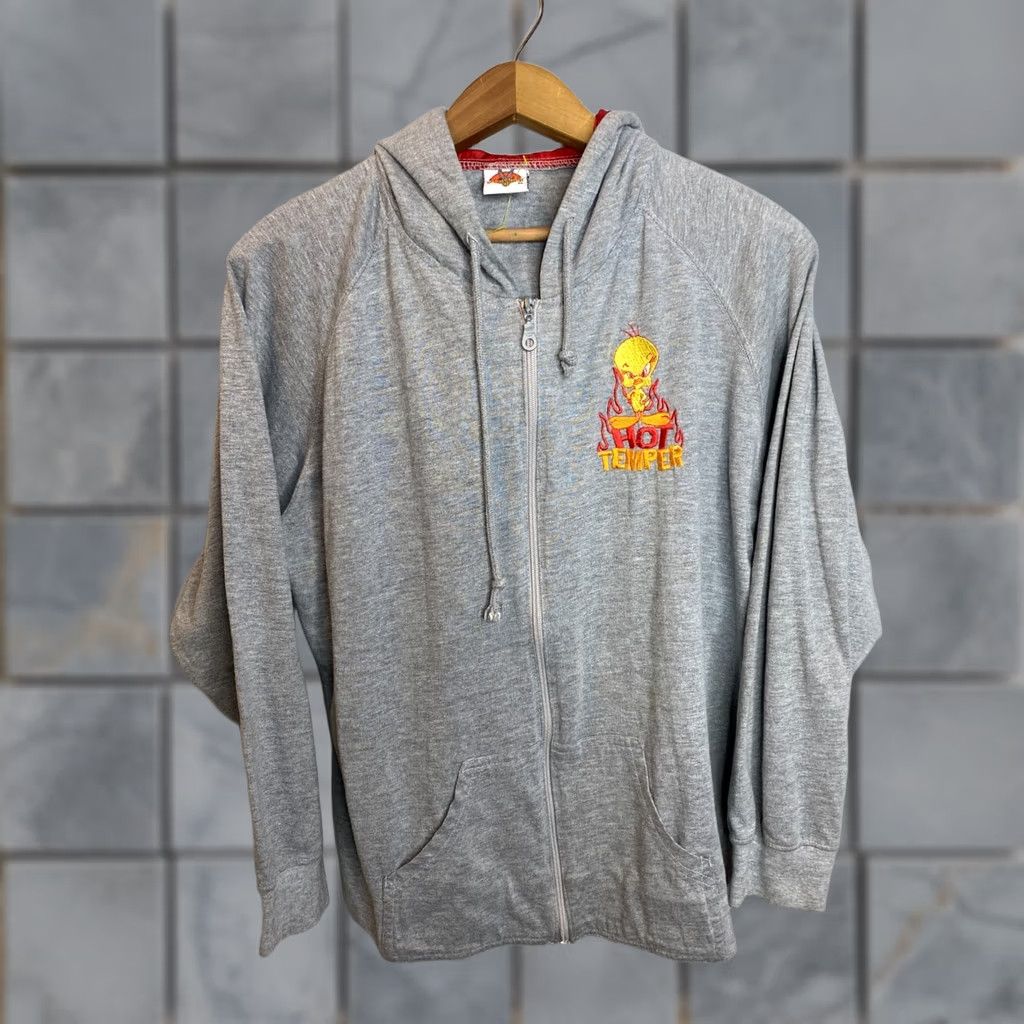 Vintage VINTAGE Looney Toons Sweater Women's Size M Gray Hot Temper Tweety Full Zip Size M / US 6-8 / IT 42-44 - 1 Thumbnail